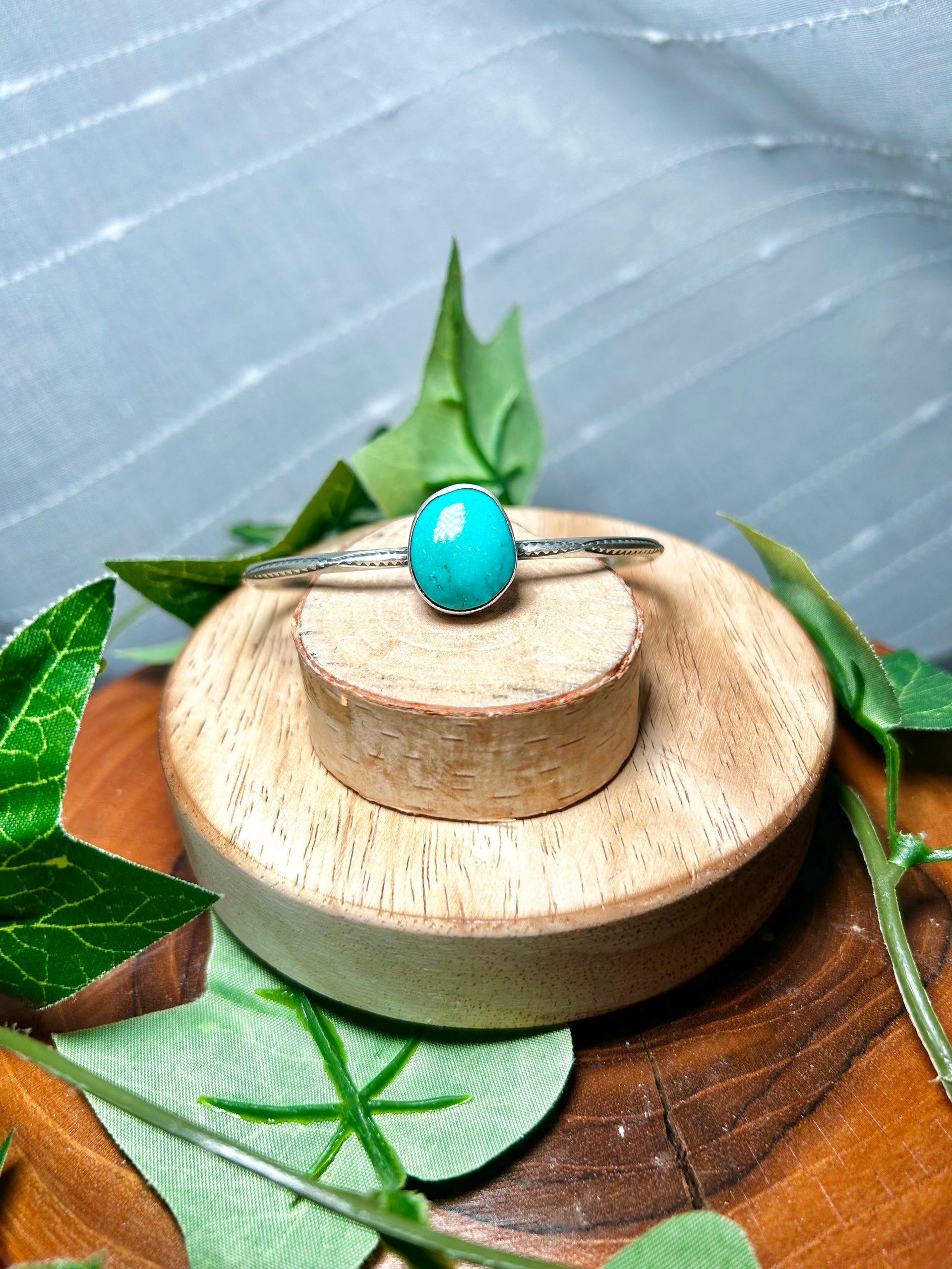 Navajo Made Kingman Turquoise & Sterling Silver Cuff Bracelet