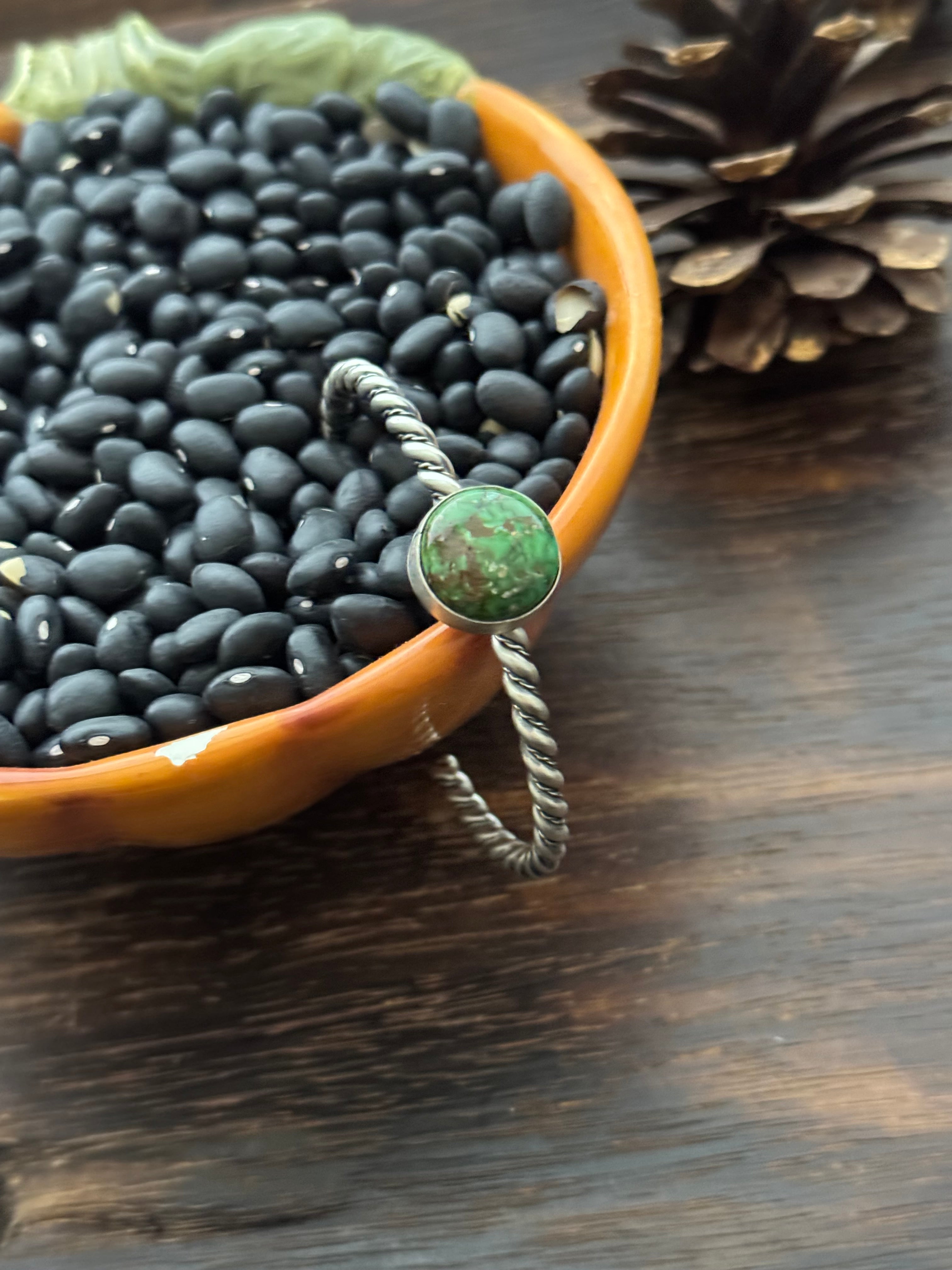 Navajo Made Sonoran Gold Turquoise & Sterling Silver Cuff Bracelet