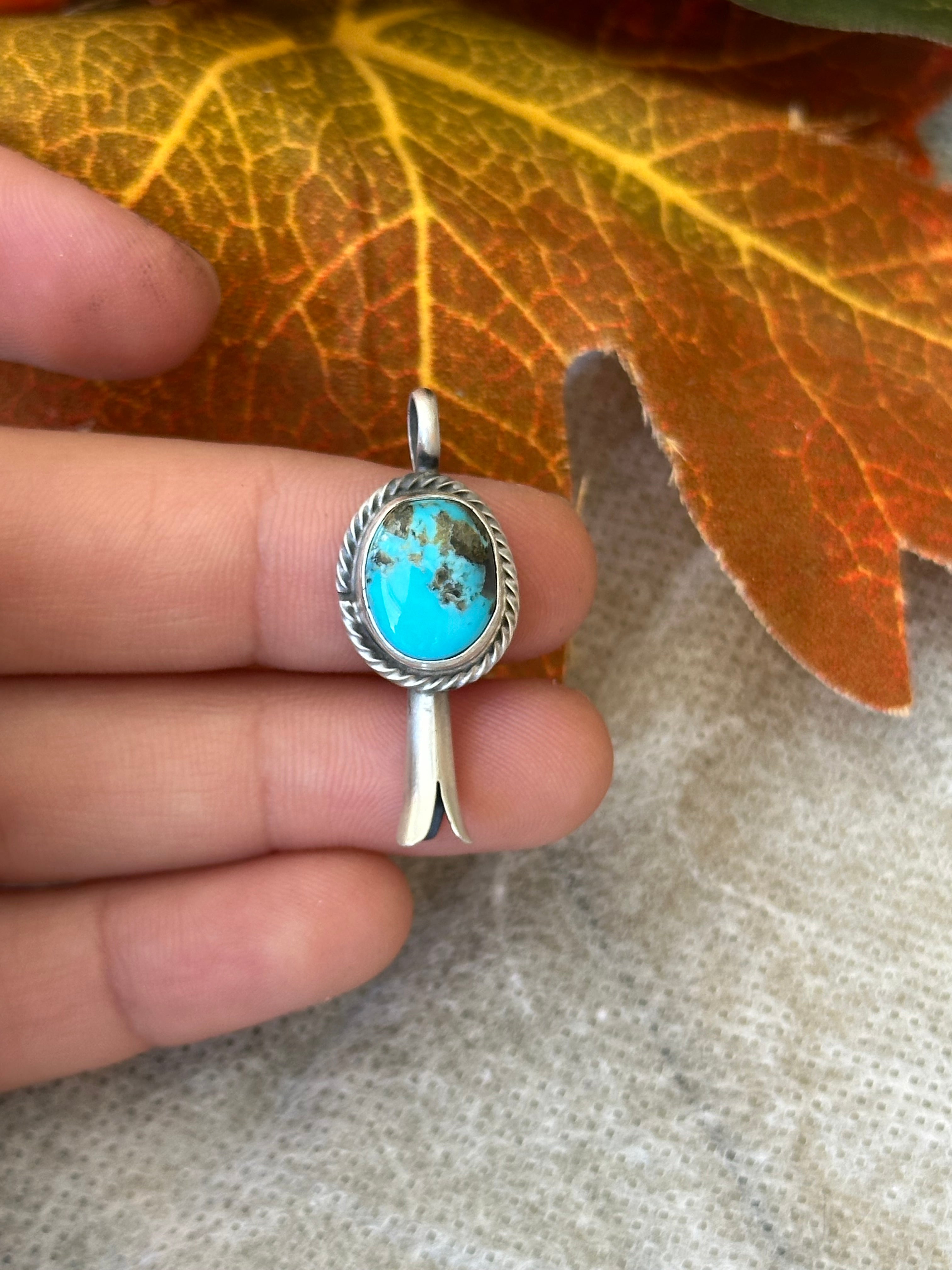 Navajo Made Turquoise & Sterling Silver Pendant