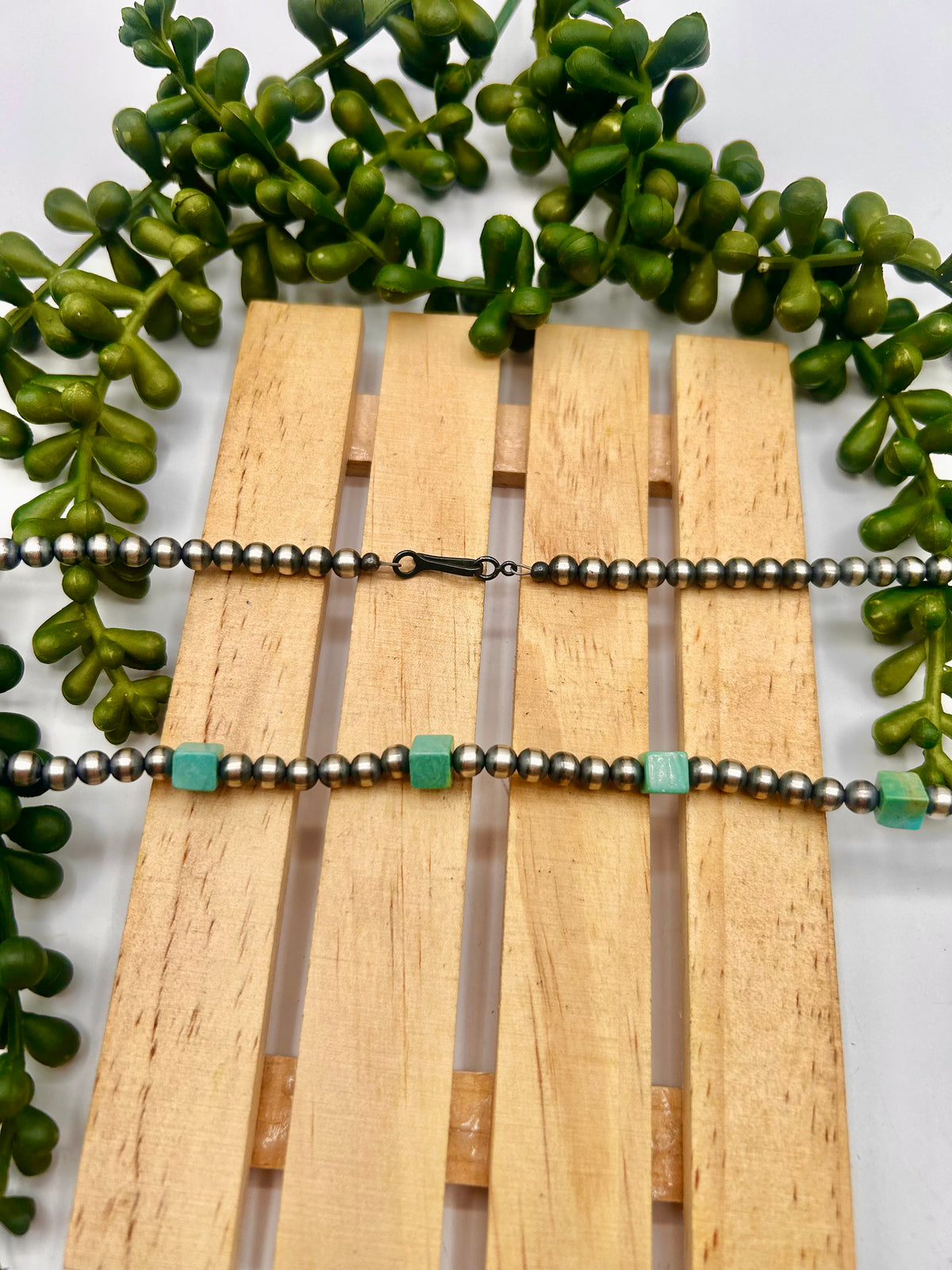 Navajo Made Strung Kingman Turquoise & Sterling Silver Necklace
