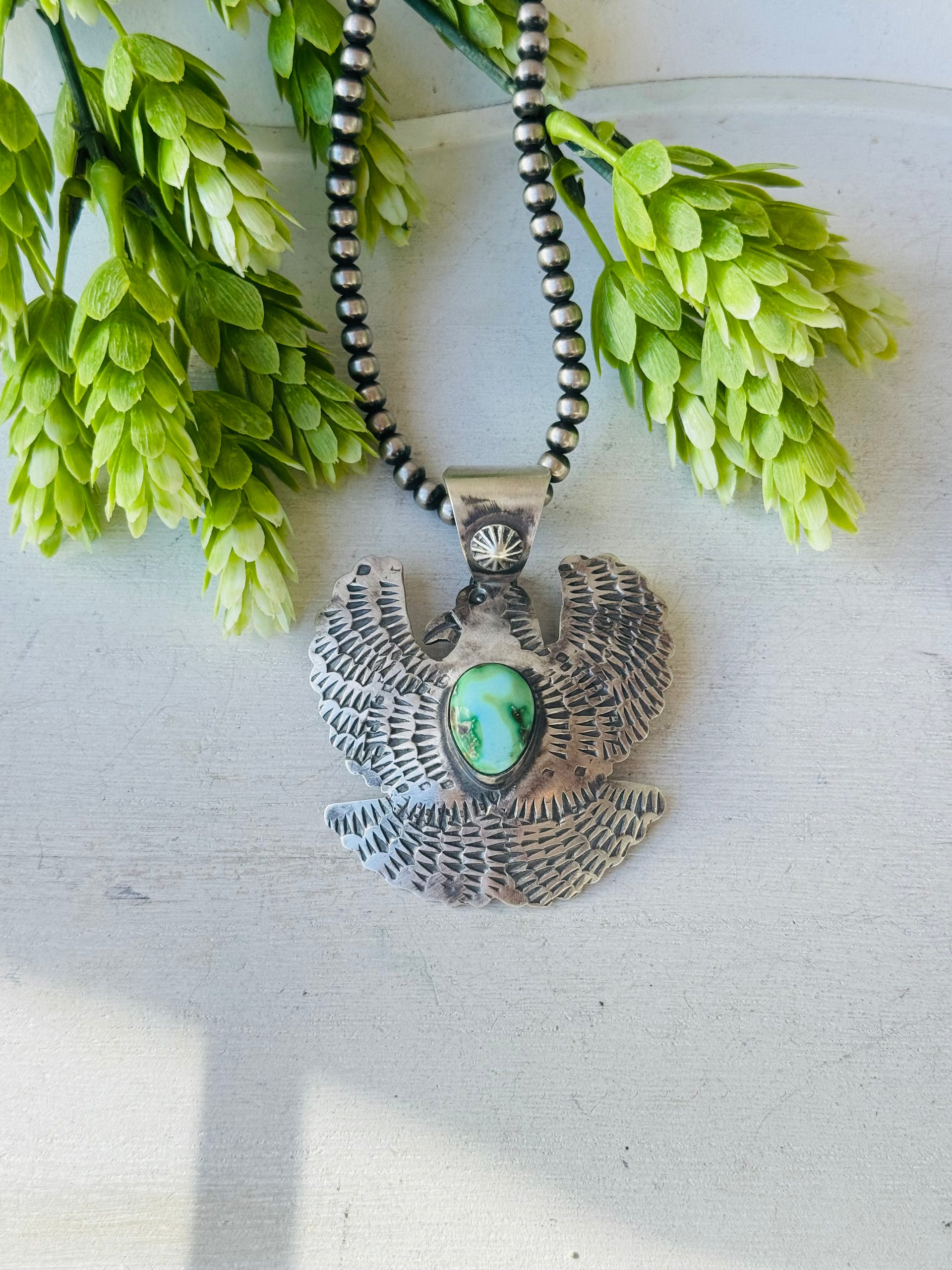 Chimney Butte Sonoran Mountain & Sterling Silver Thunderbird Pendant