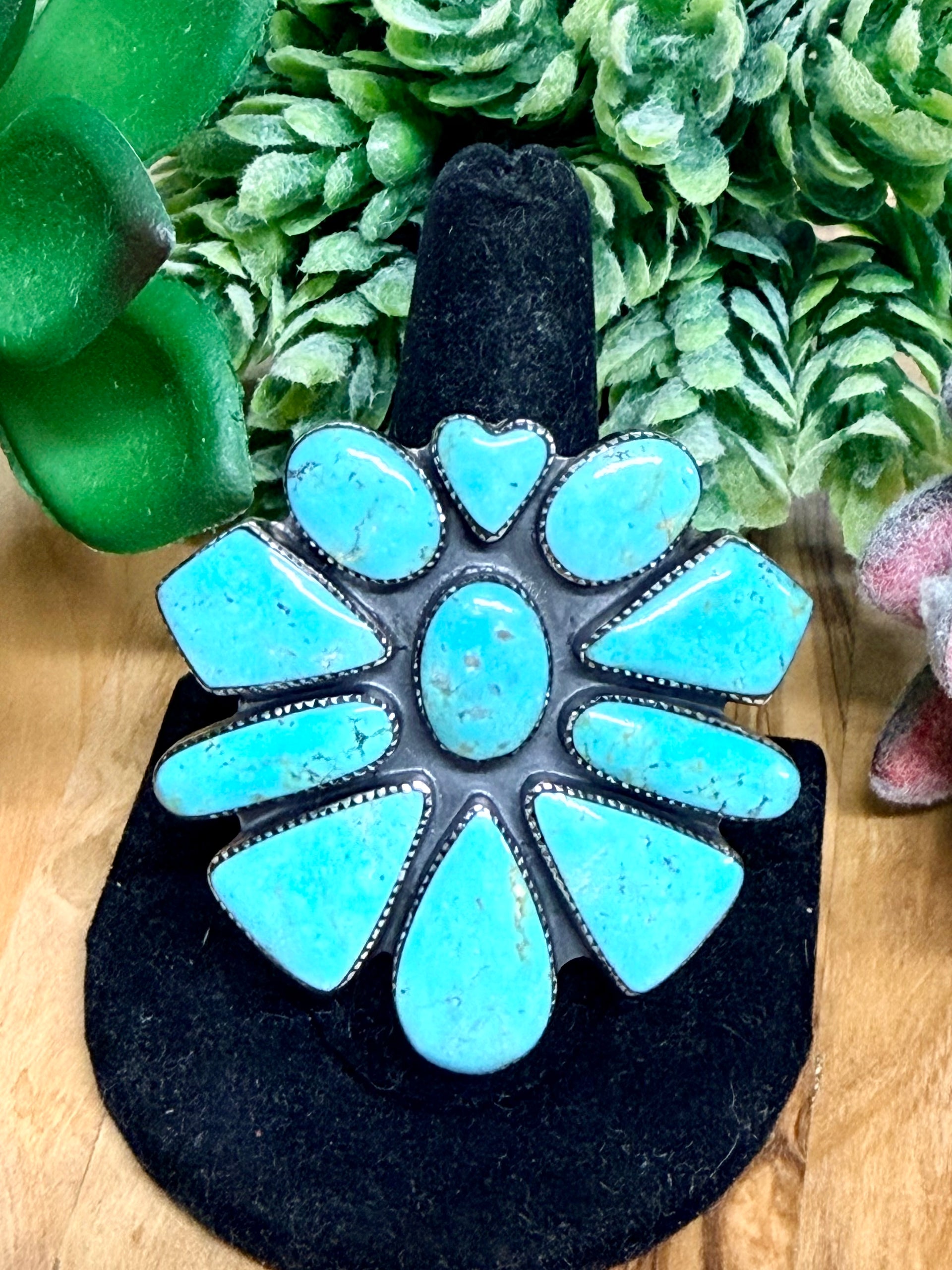 Southwest Handmade Turquoise & Sterling Silver Adjustable Ring
