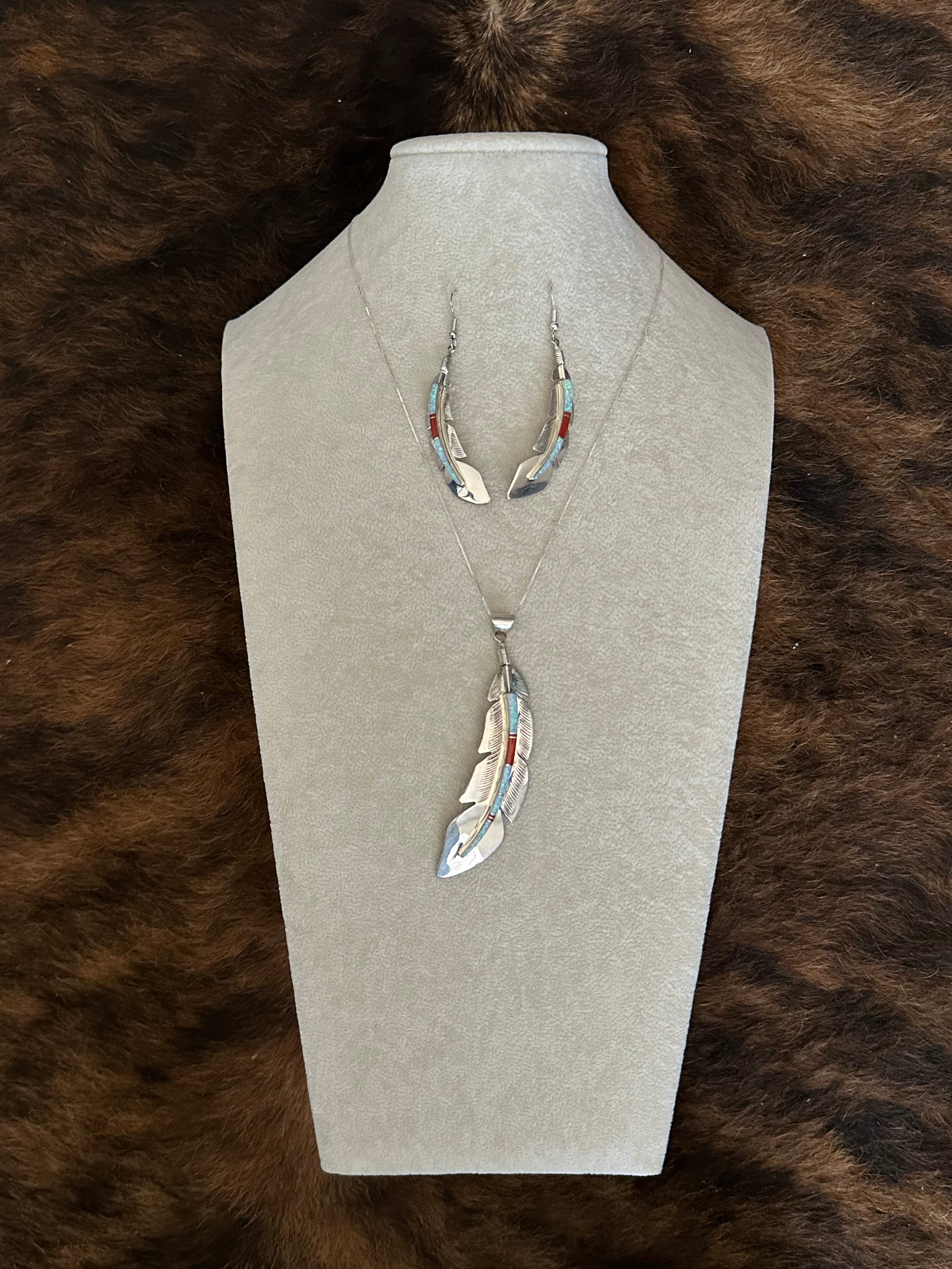 Billy Long Multi Stone & Sterling Silver Feather Necklace Set