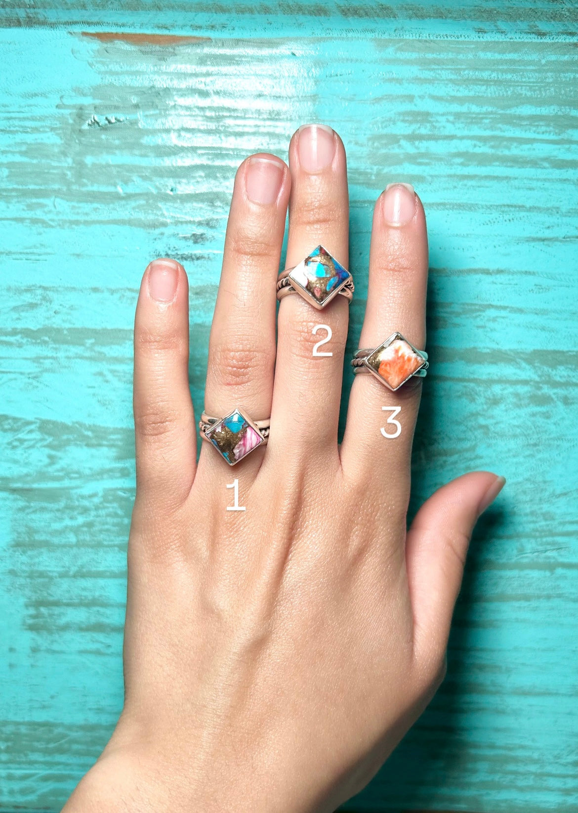 Navajo Made Mohave Turquoise & Sterling Silver Cluster Ring