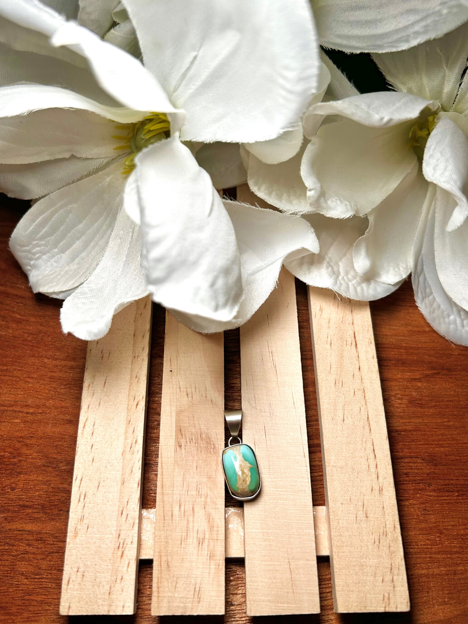 Navajo Made Sonoran Mountain Turquoise & Sterling Silver Pendant