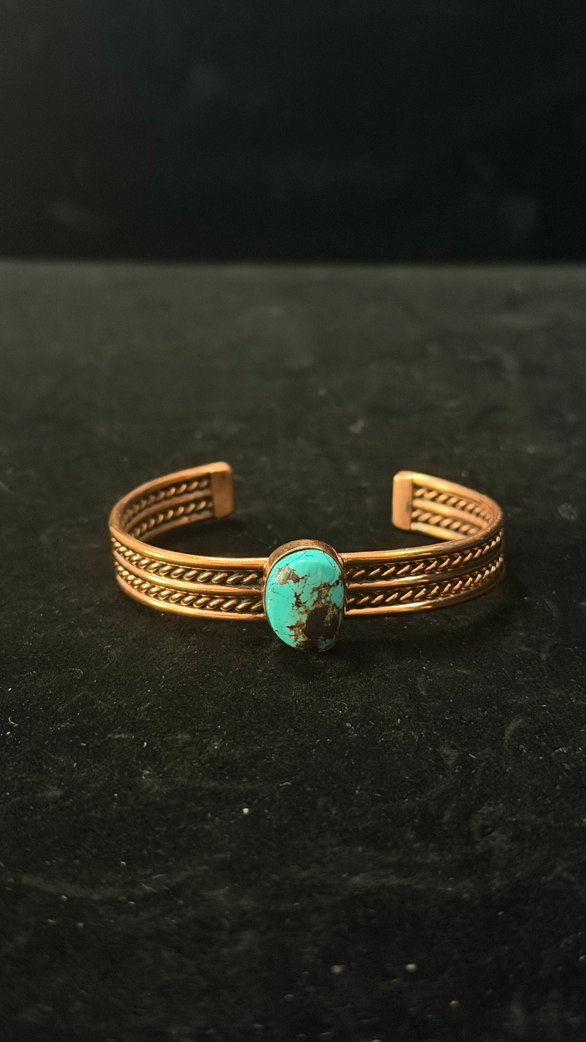 Navajo Made Kingman Turquoise & Copper Cuff Bracelet