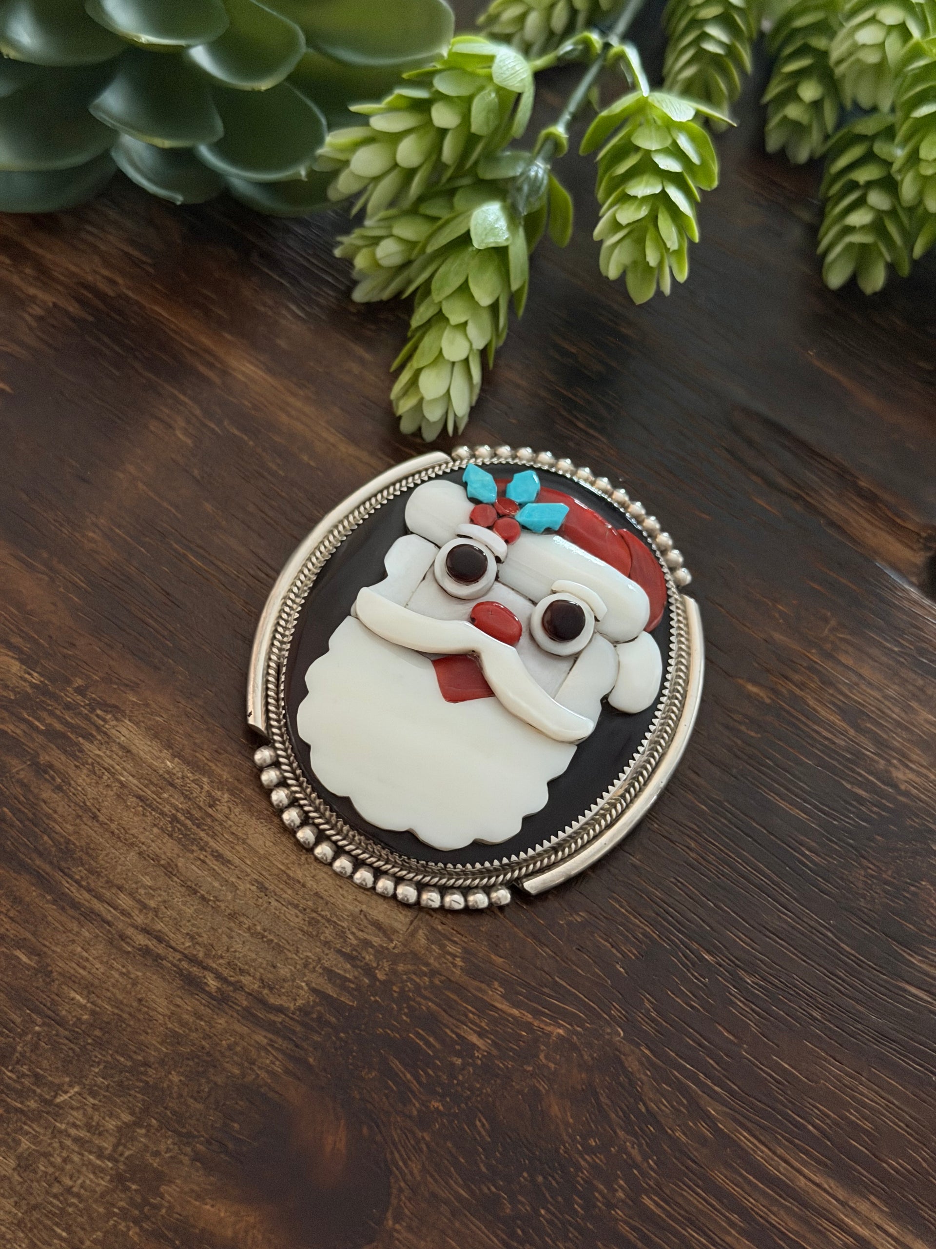 Ben Etsate Multi Stone & Sterling Silver Inlay Buckle