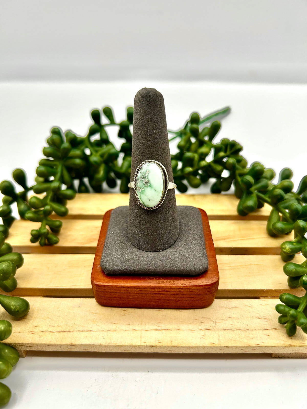 Navajo Made Palomino Variscite & Sterling Silver Ring Size 9.5