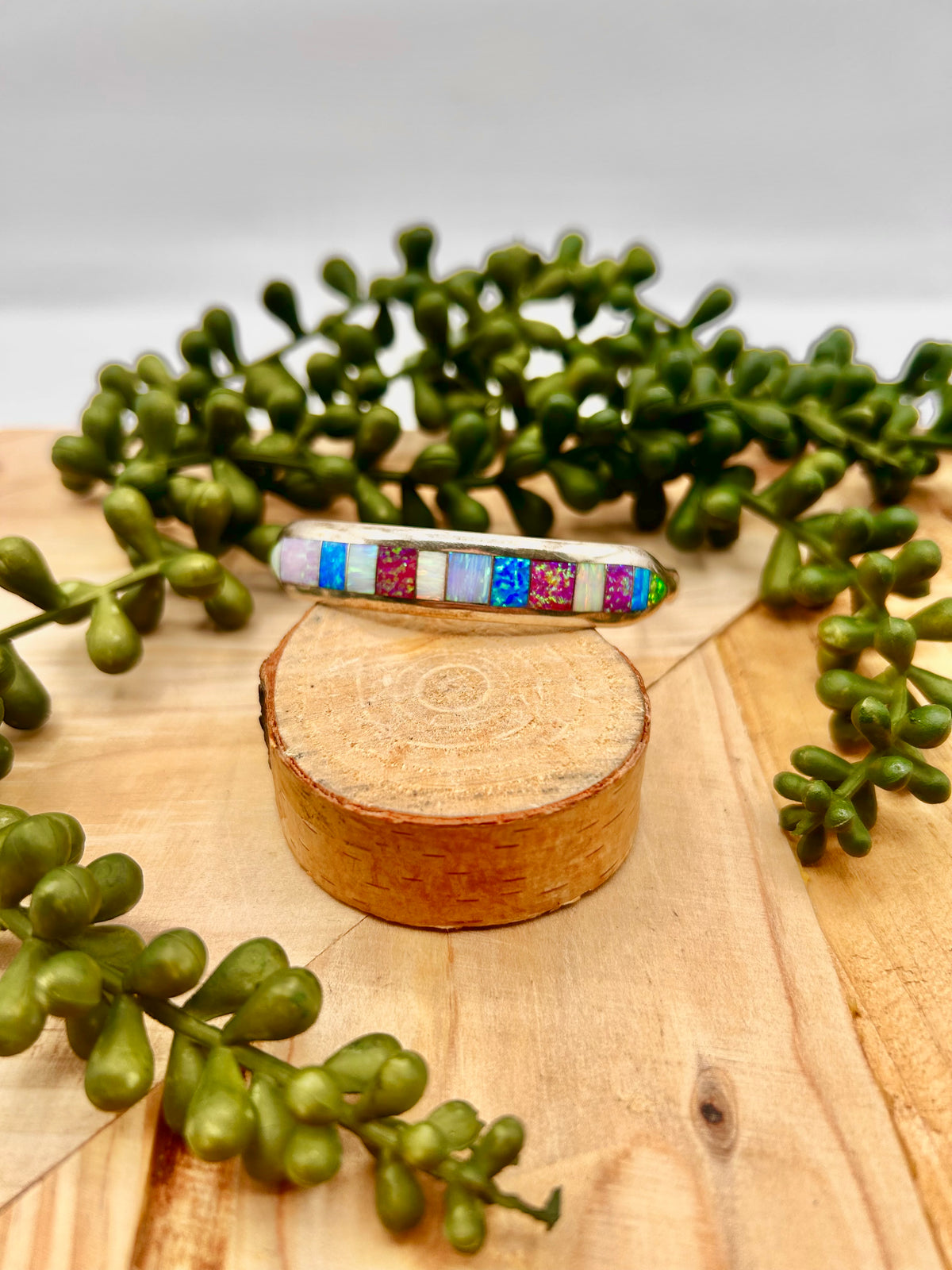 Navajo Made Opal & Sterling Silver Cuff Bracelet