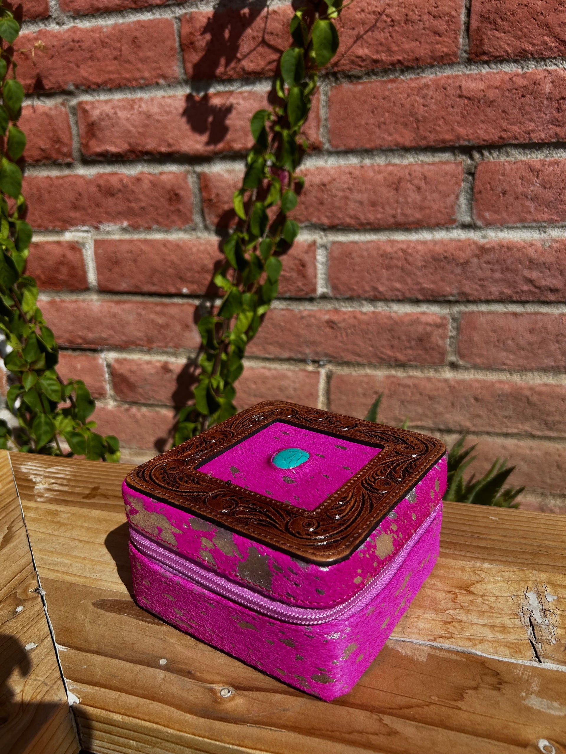 Genuine Leather Cowhide Jewelry Box