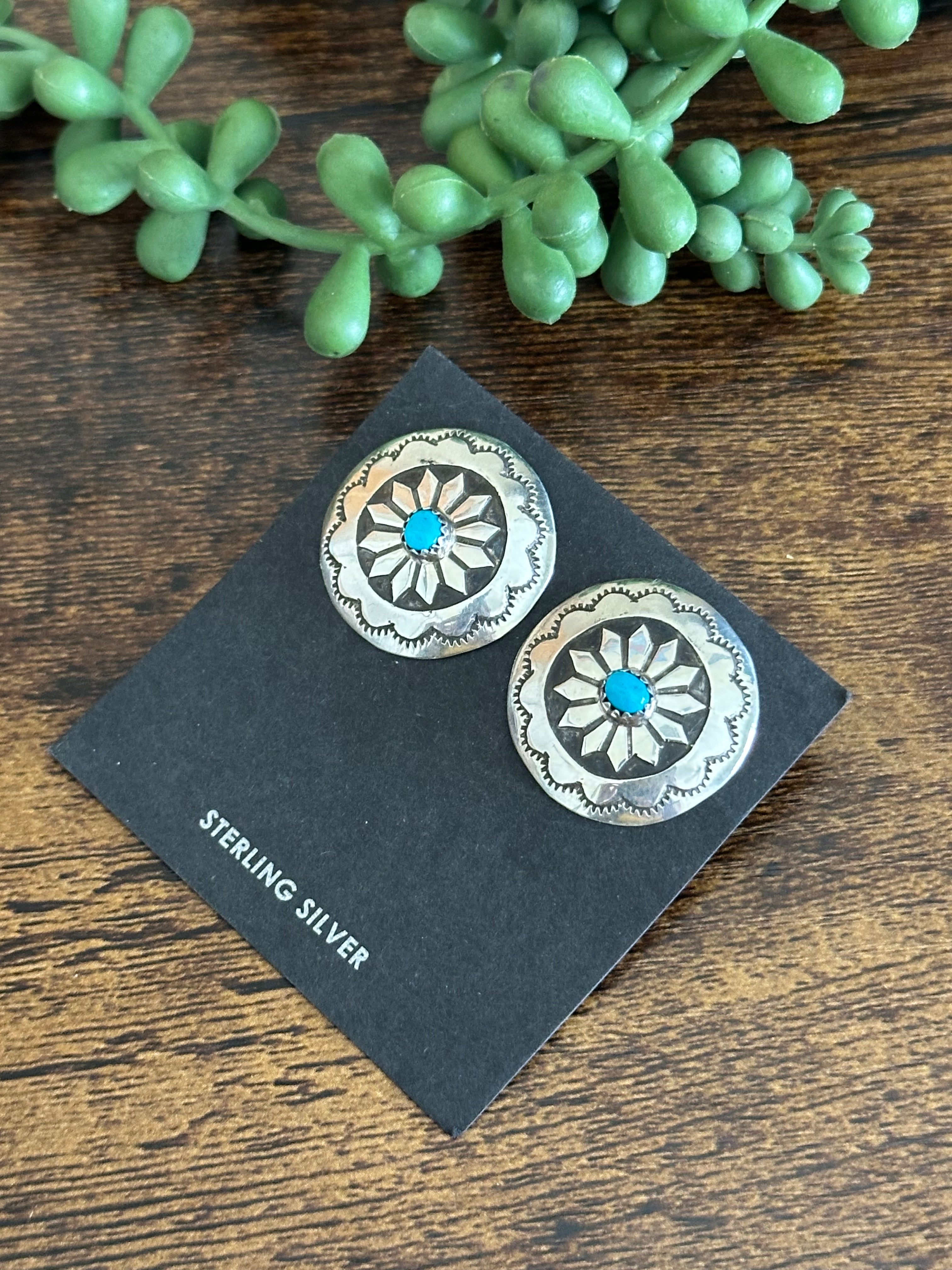 Mary Tom Kingman Turquoise & Sterling Silver Post Earrings