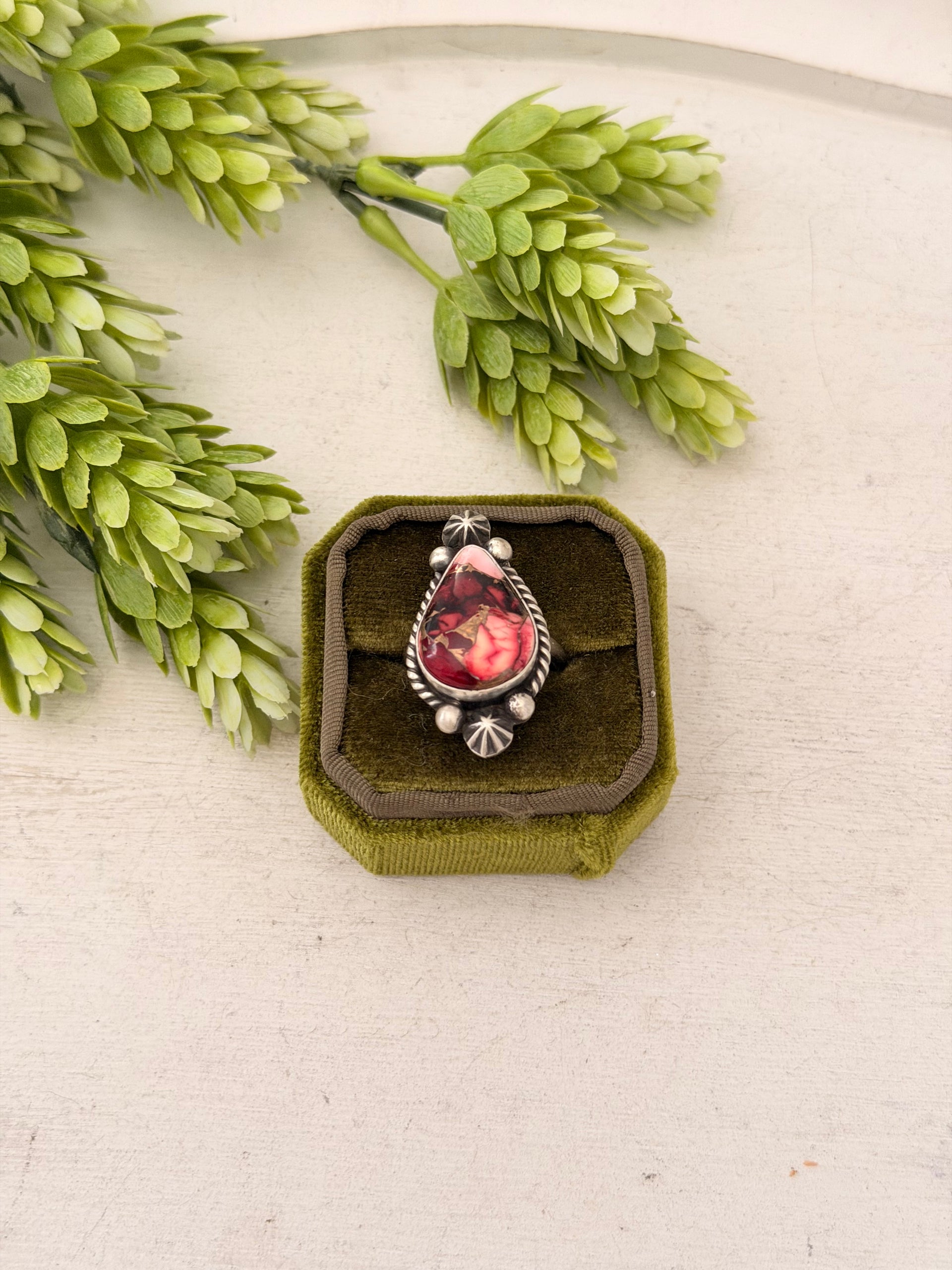 Johnny Dixon Rose Dahlia & Sterling Sliver Cluster Adjustable Ring
