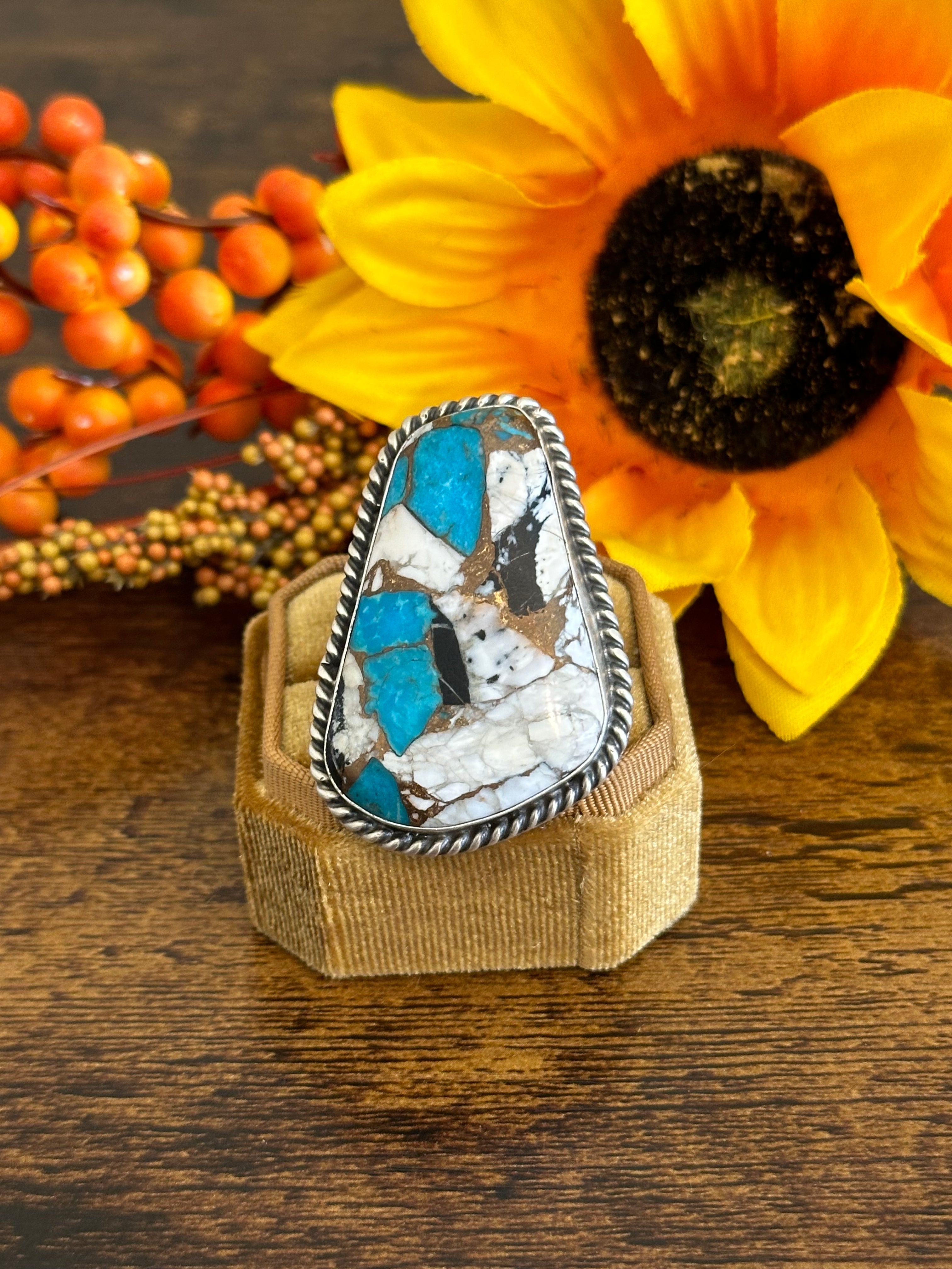 Augustine Largo Mohave Turquoise & Sterling Silver Adjustable Ring