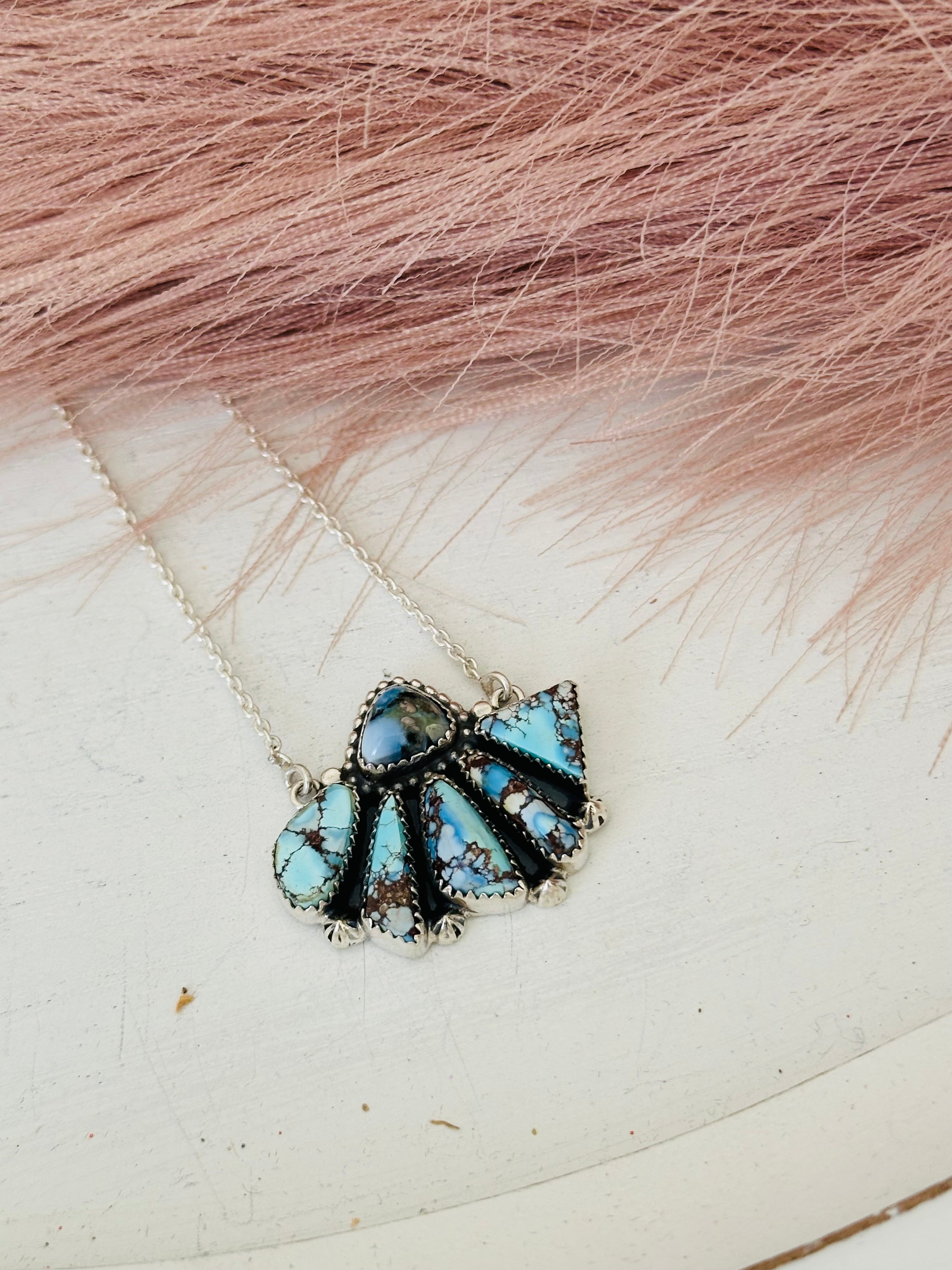 Southwest Handmade Golden Hills Turquoise & Sterling Silver Necklace