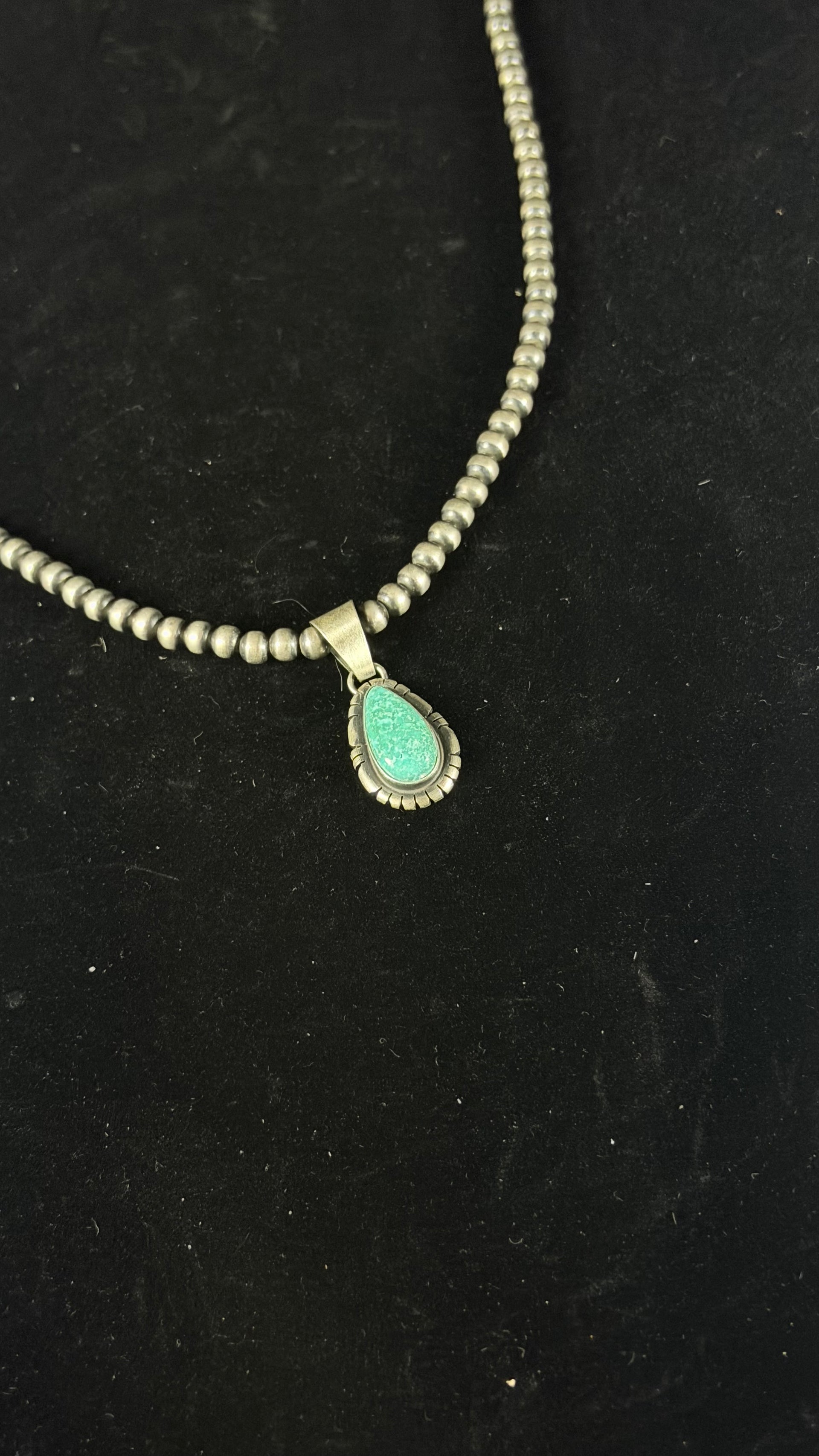 Dave Skeets White Water Turquoise & Sterling Silver Pendant