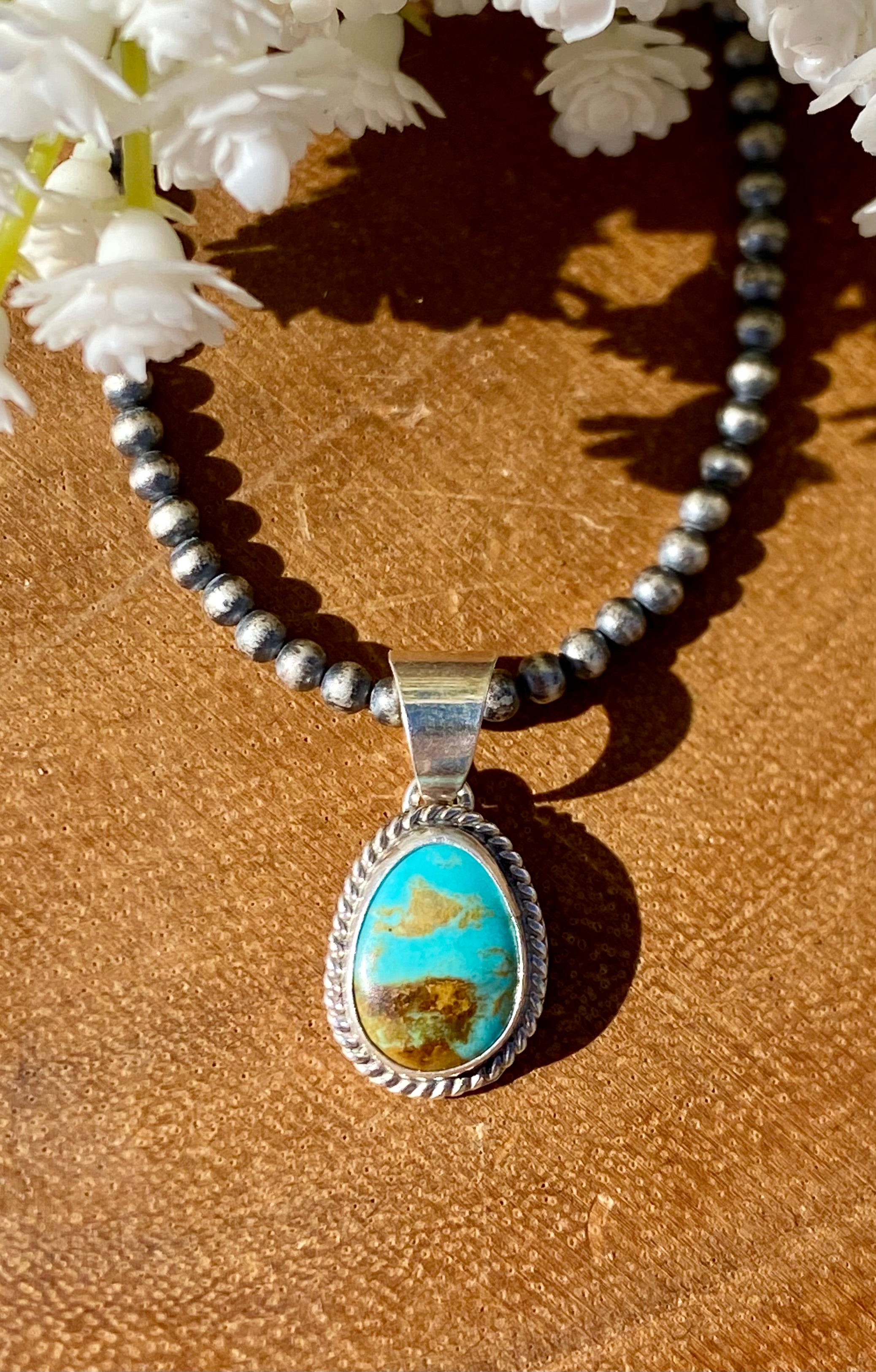 Navajo Made Kingman Turquoise & Sterling Silver PENDANT ONLY