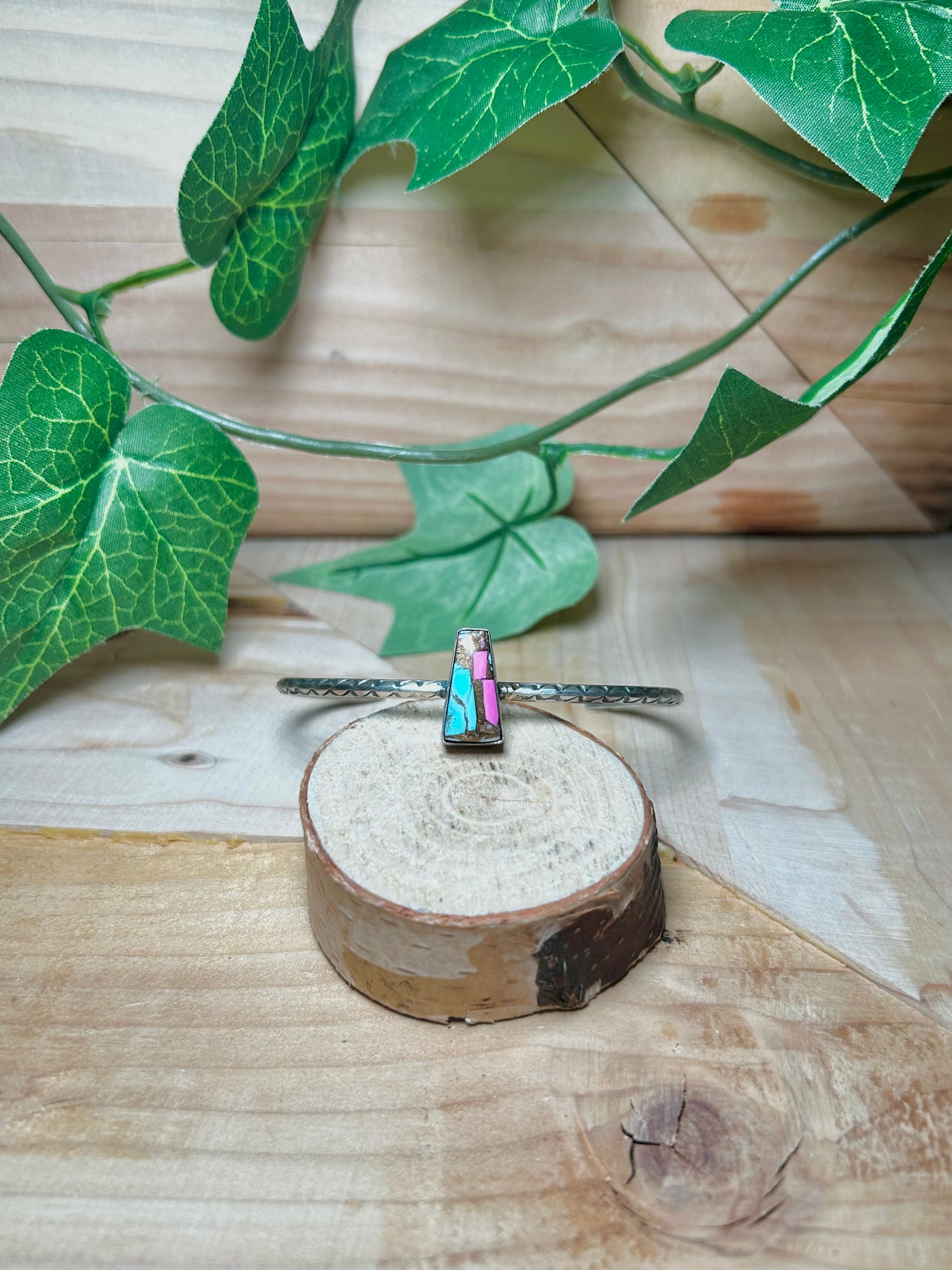 Navajo Made Cotton Candy Turquoise & Sterling Silver Cuff Bracelet