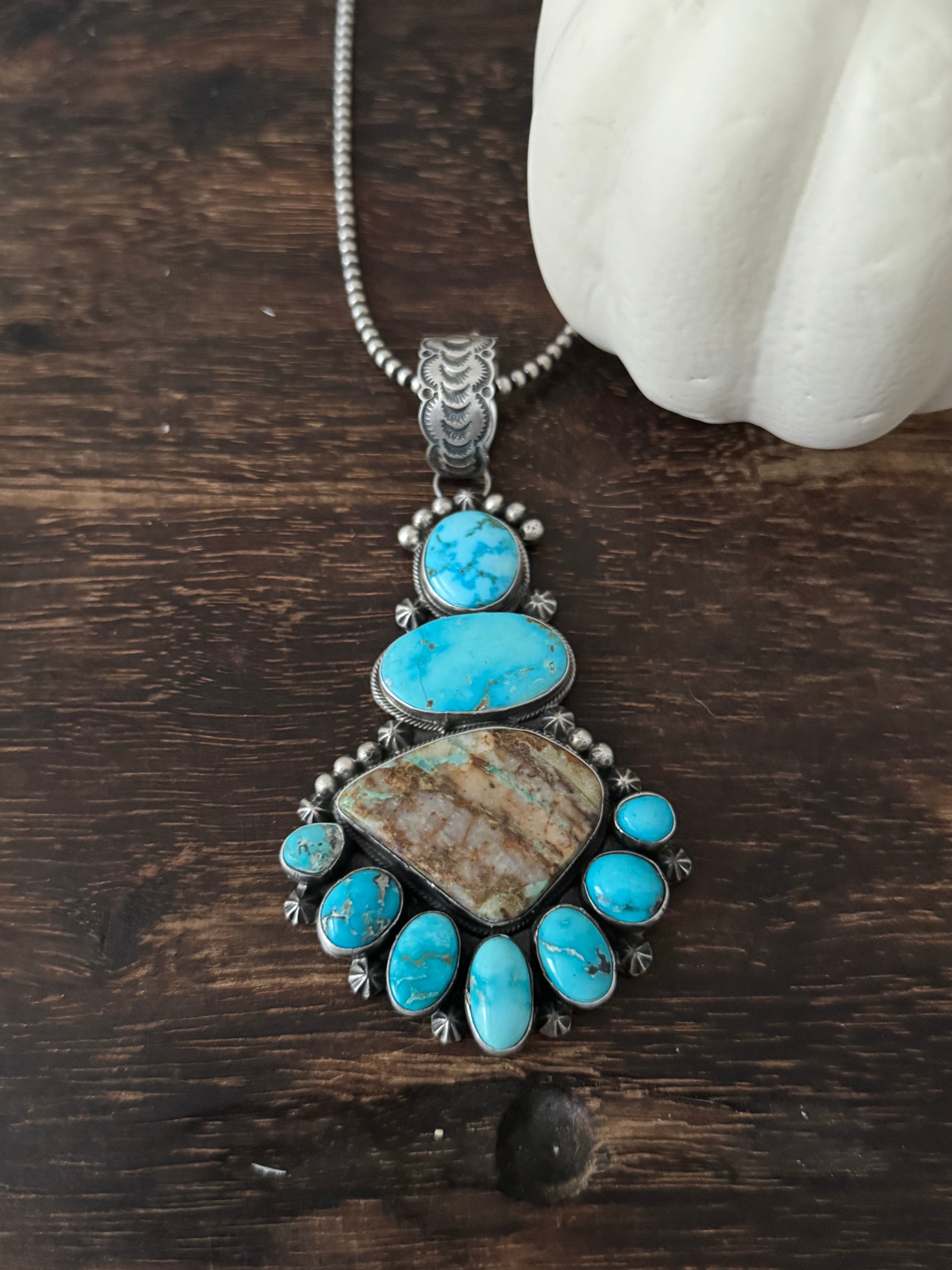 Lorenzo Juan Multi Turquoise & Sterling Silver Cluster Pendant