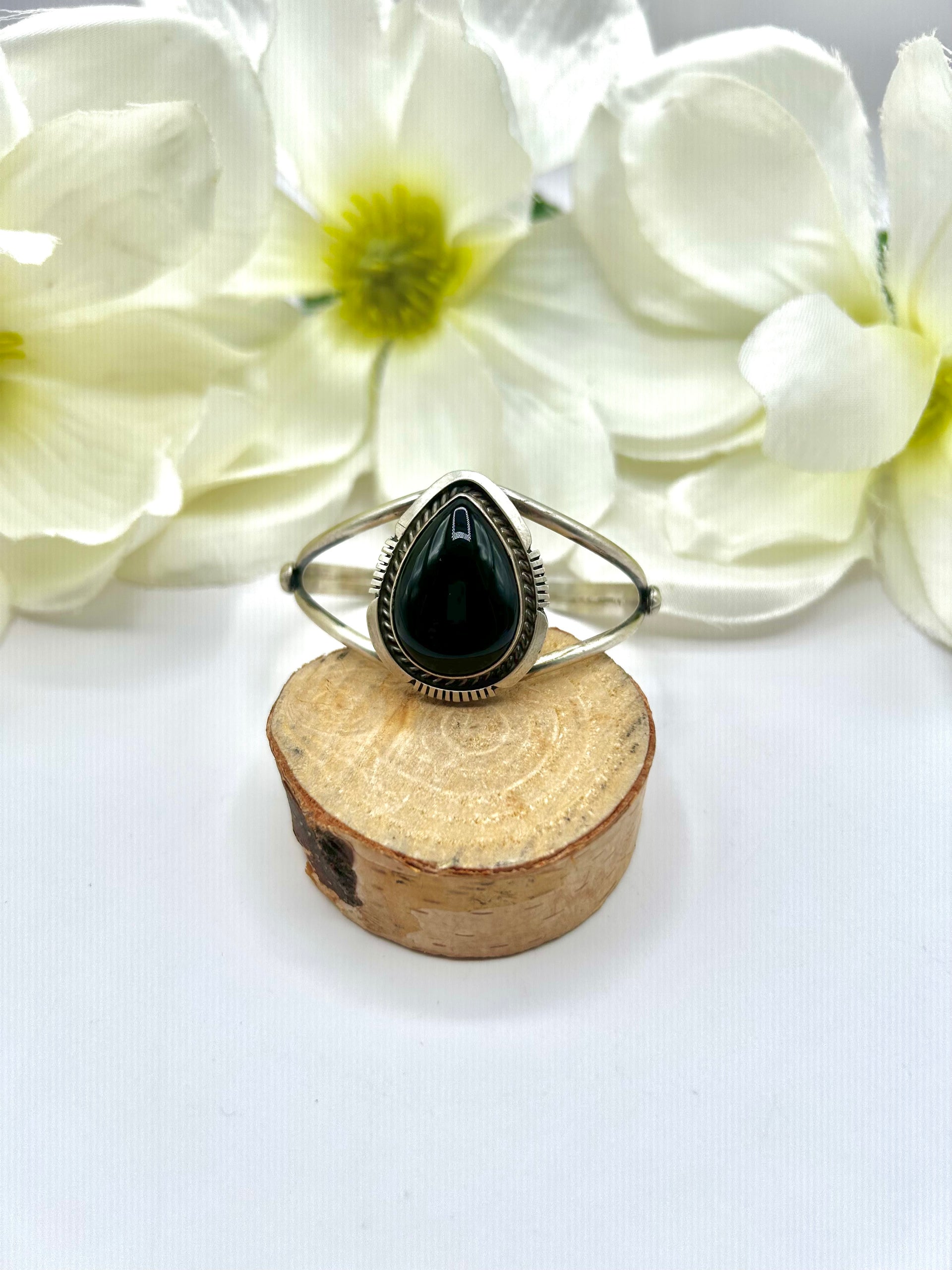 Alfred Martinez Onyx & Sterling Silver Cuff Bracelet