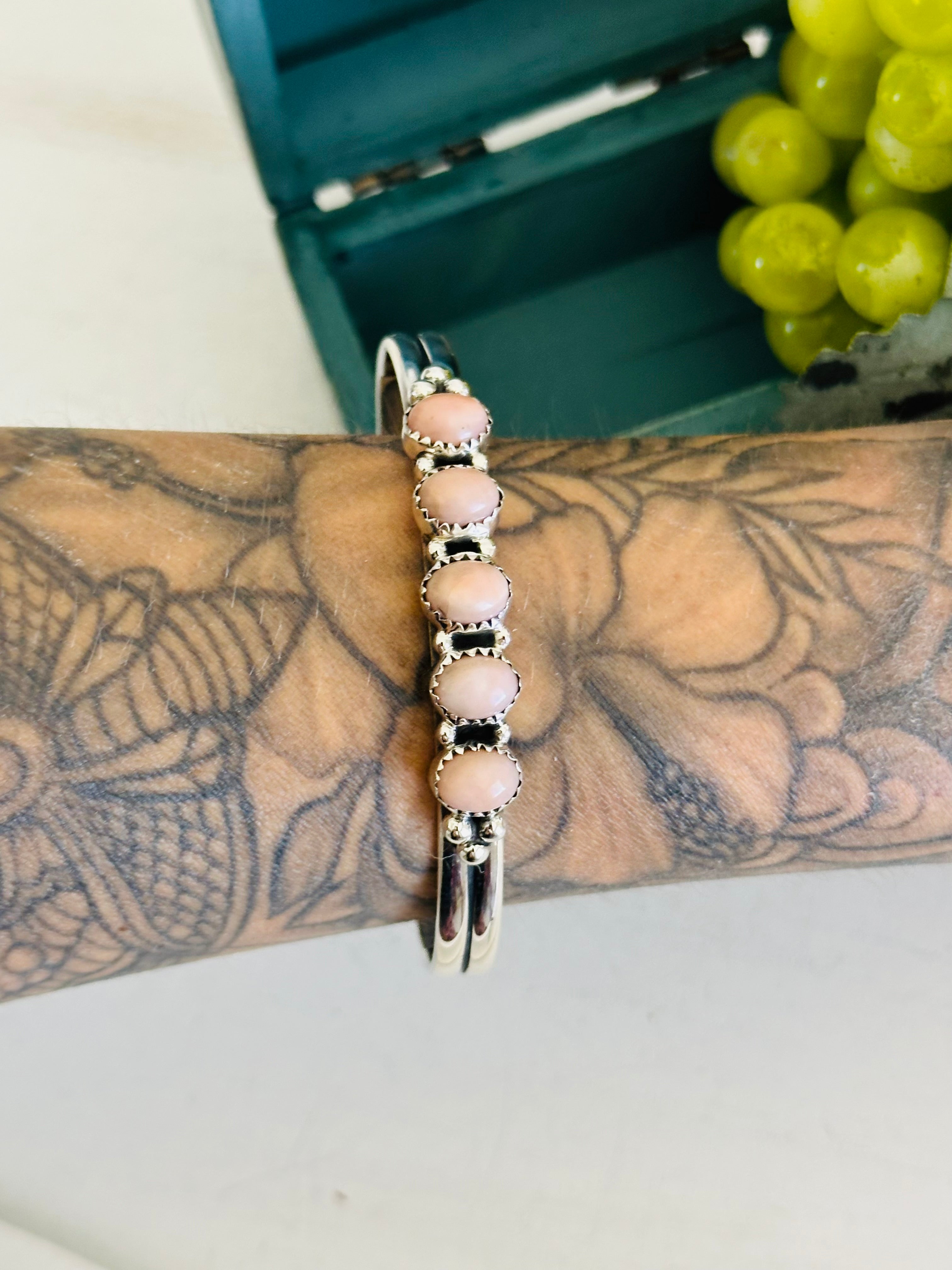 TTD “Jaycee” Peruvian Pink Opal & Sterling Silver Cuff Bracelet