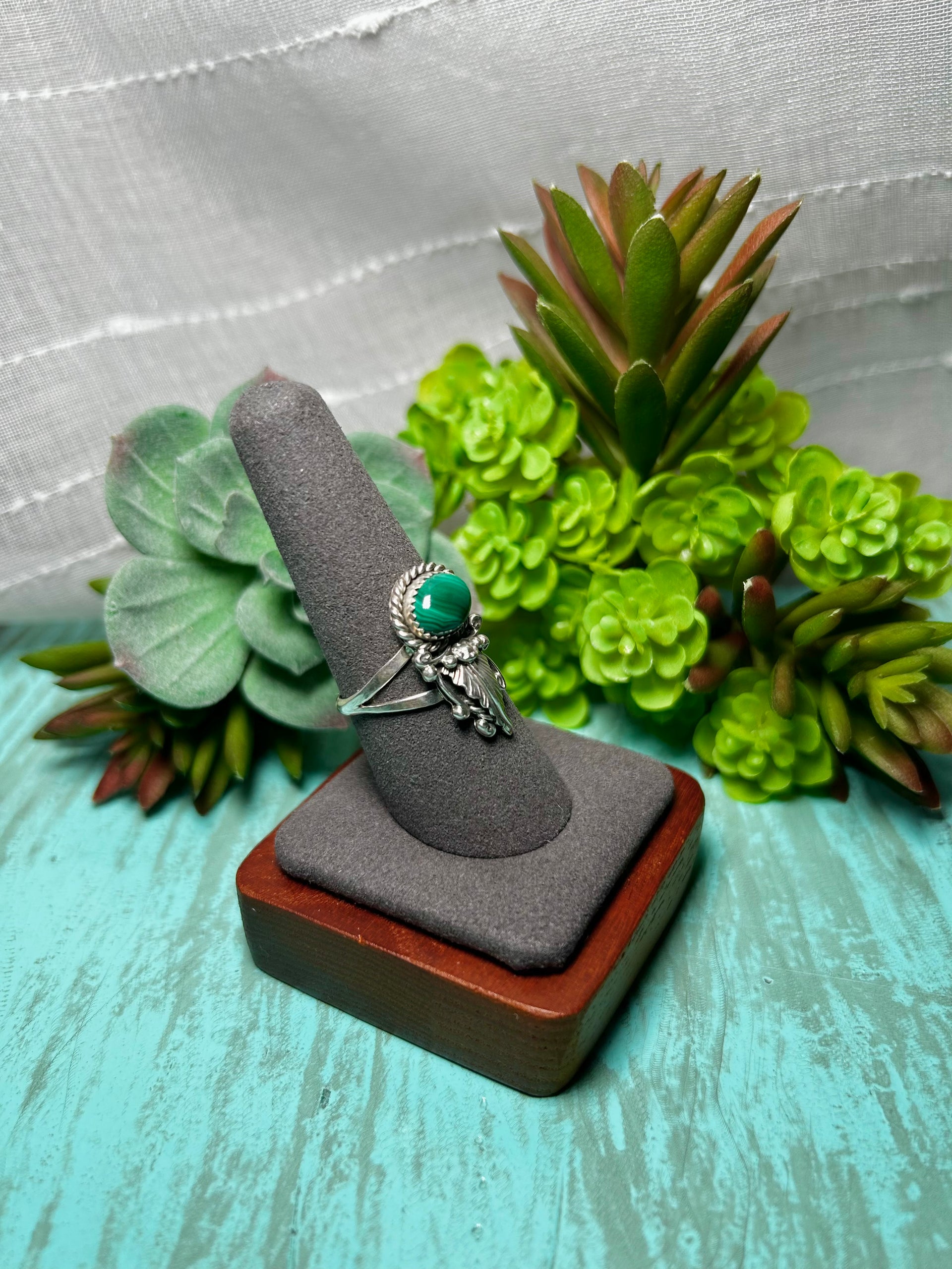 Navajo Made Malachite & Sterling Sliver Ring