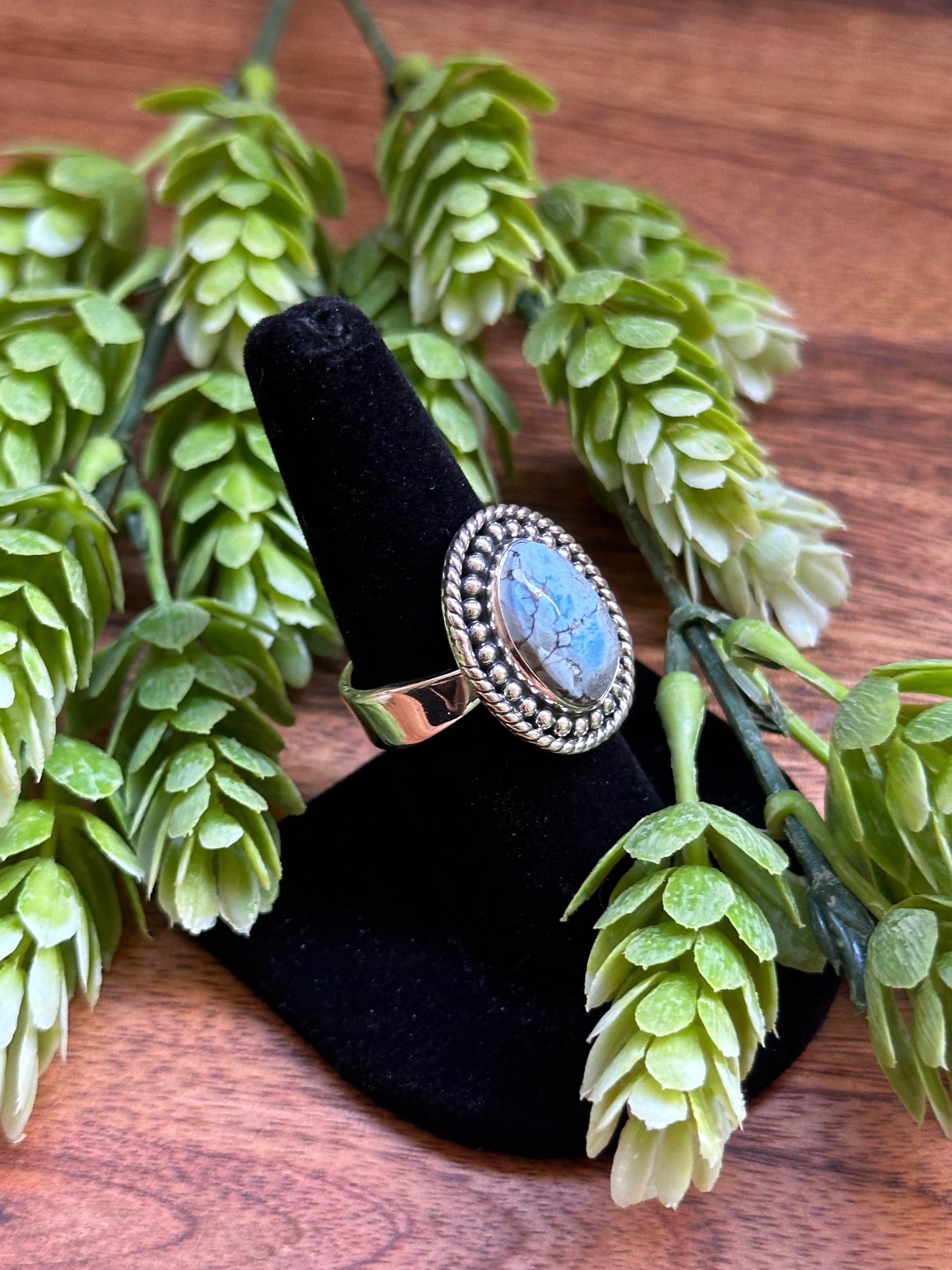 Southwest Handmade Golden Hills Turquoise & Sterling Silver Adjustable Ring