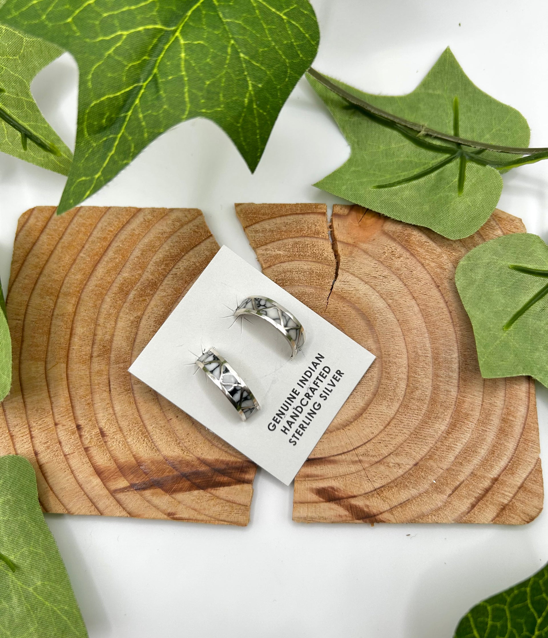Navajo Made Houlite & Sterling Silver Post Earrings