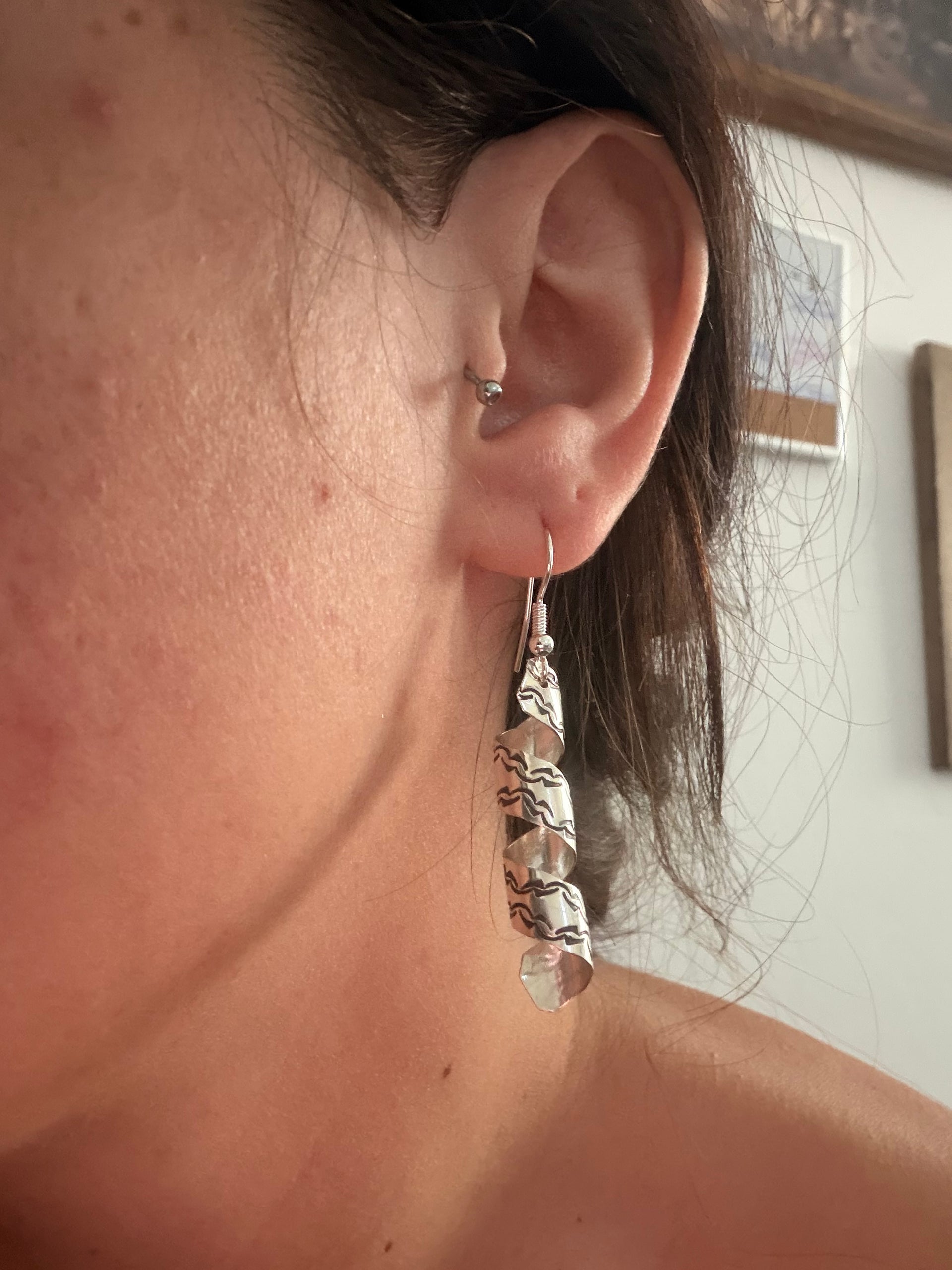 Navajo Made Sterling Silver Dangle Earrings