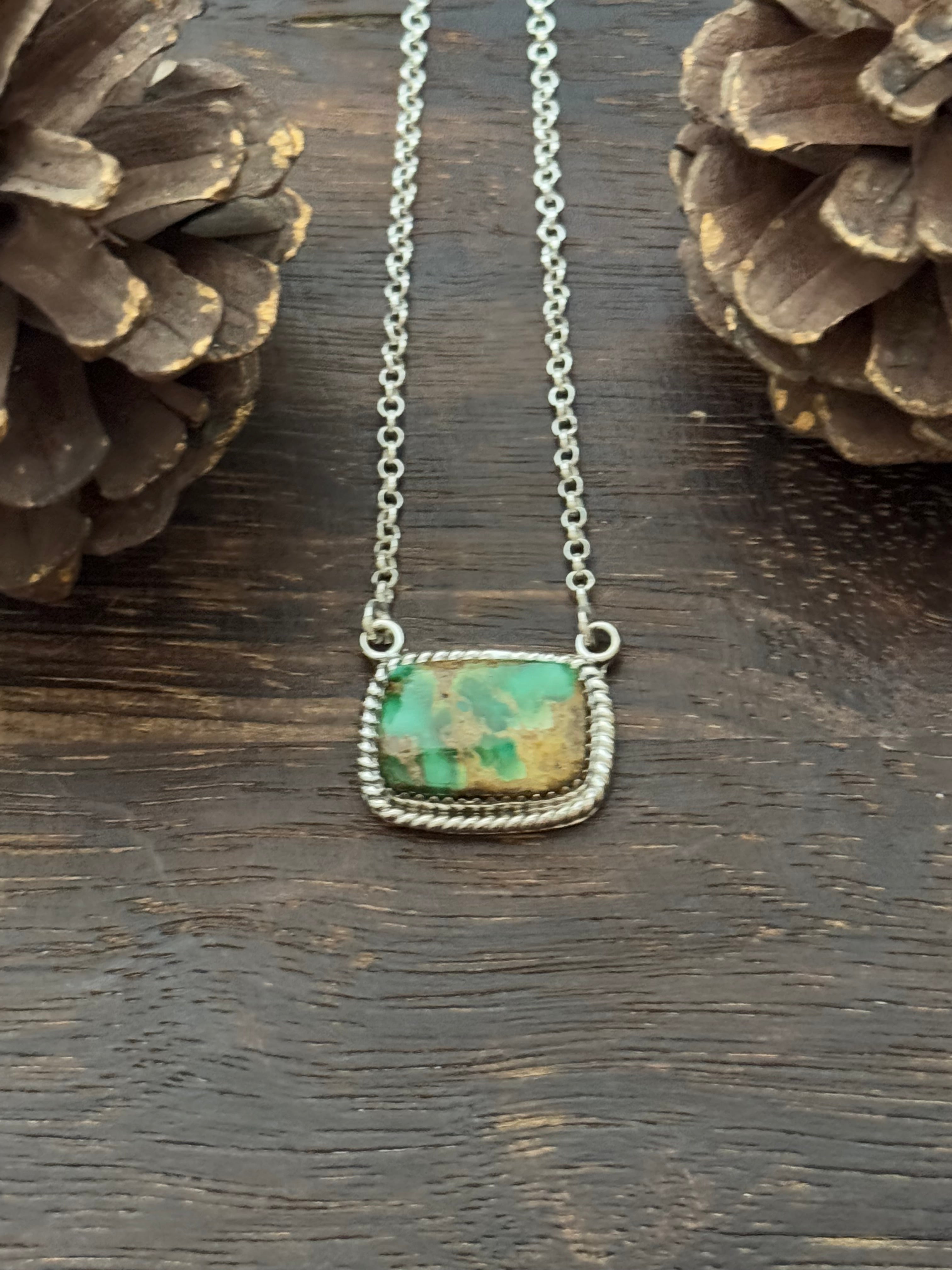 Southwest Sonoran Mountain Turquoise & Sterling Silver Bar Necklace