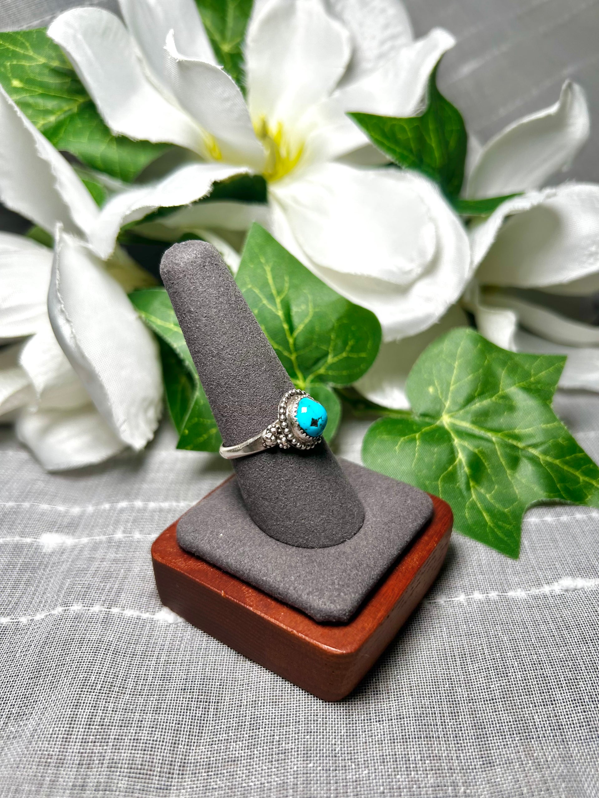 Navajo Made Kingman Turquoise & Sterling Silver Ring Size 9