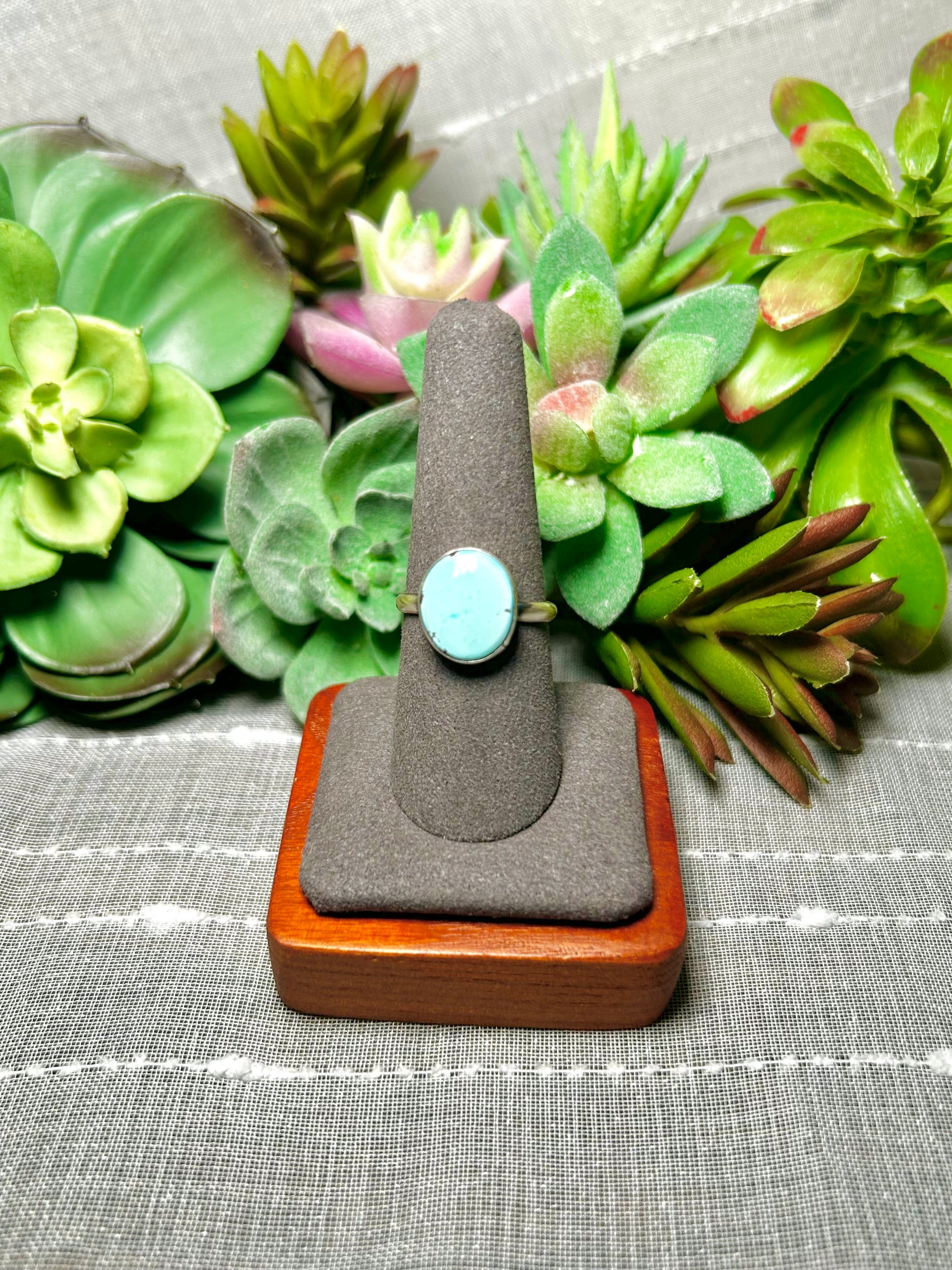 Navajo Made Golden Hill Turquoise & Sterling Silver Ring Size 8.25