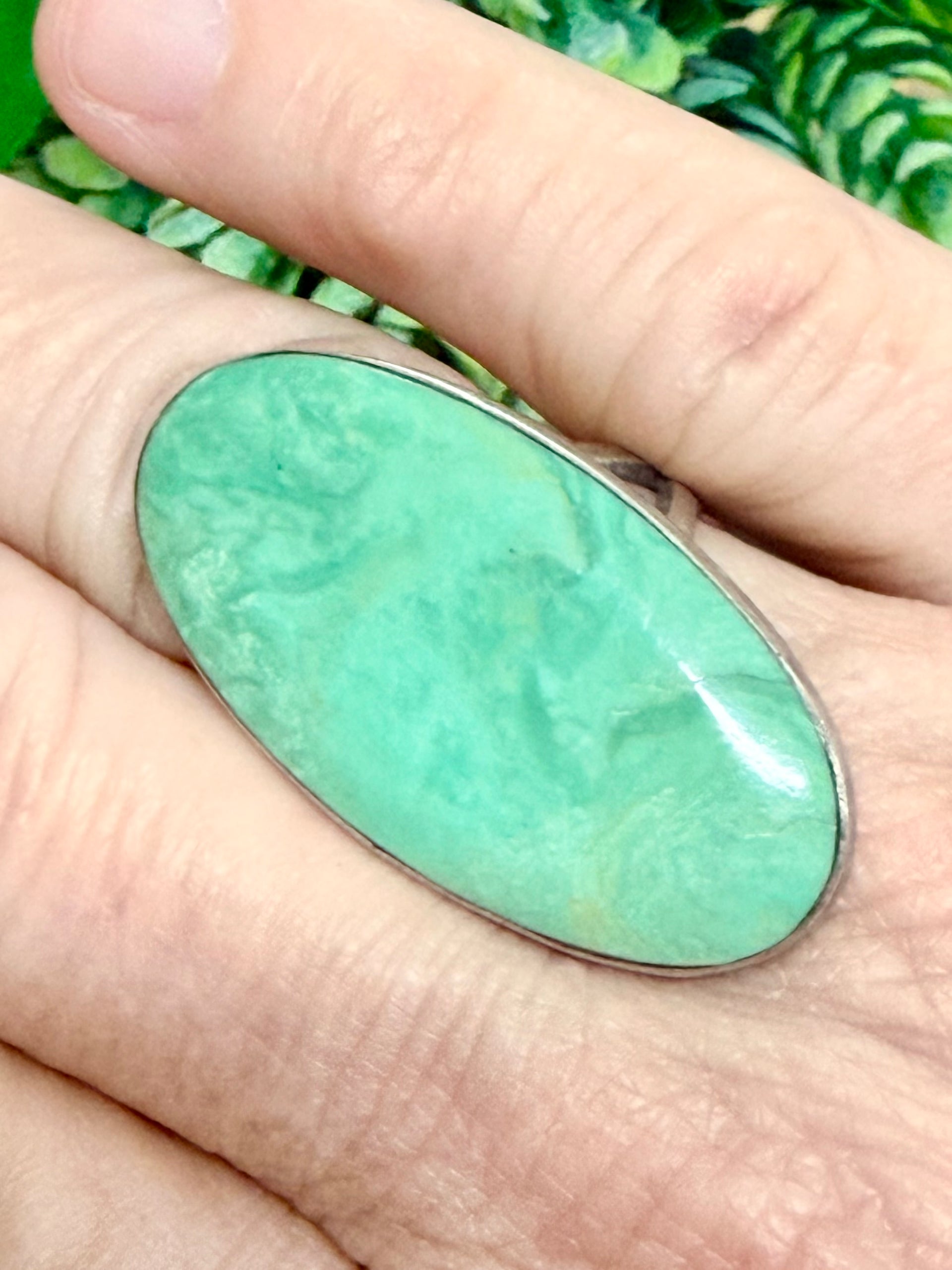 Southwest Handmade Green Kingman Turquoise & Sterling Silver Size 8.75