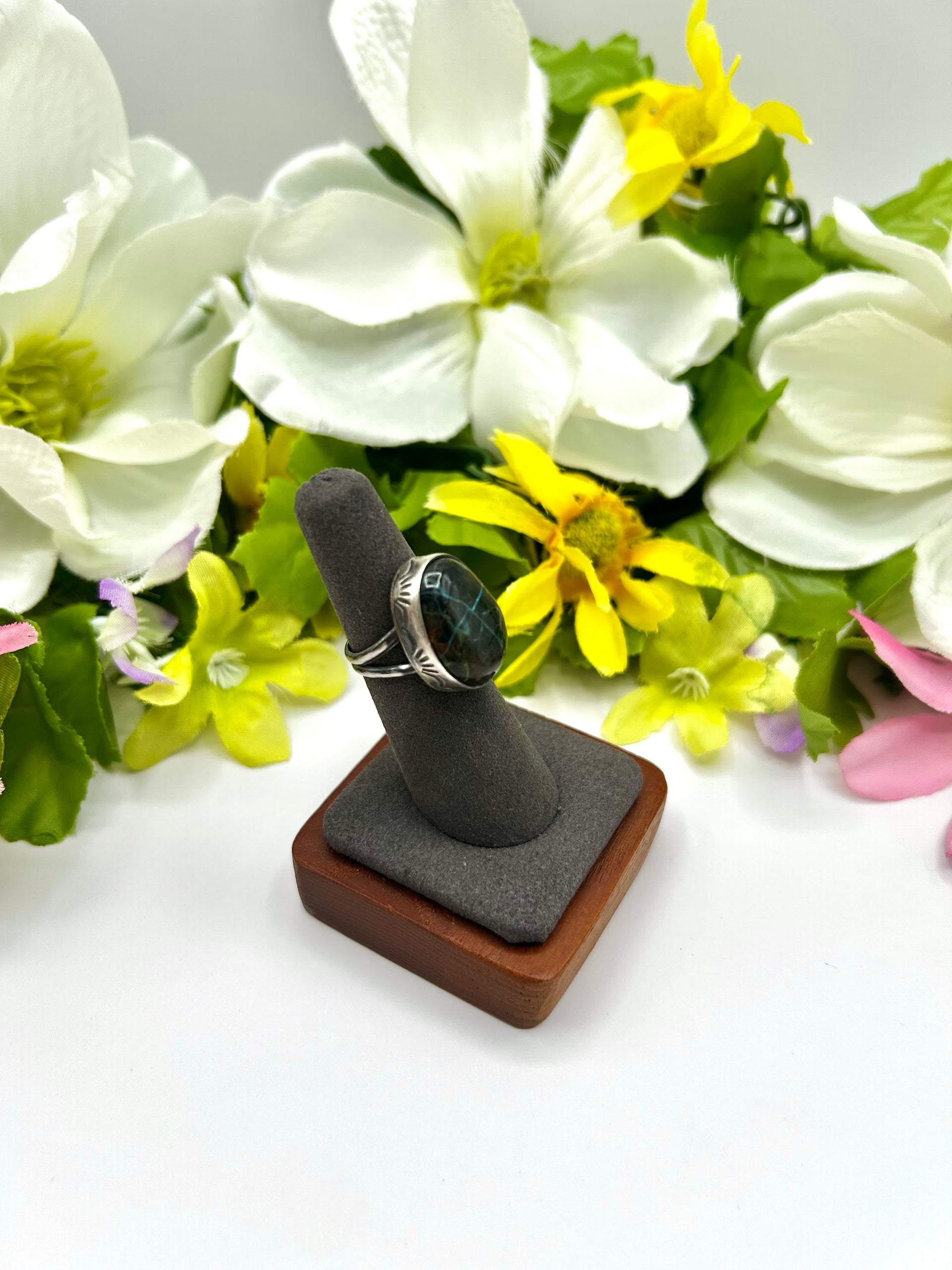 Navajo Made Blue Moon Turquoise & Sterling Silver Ring Size 6