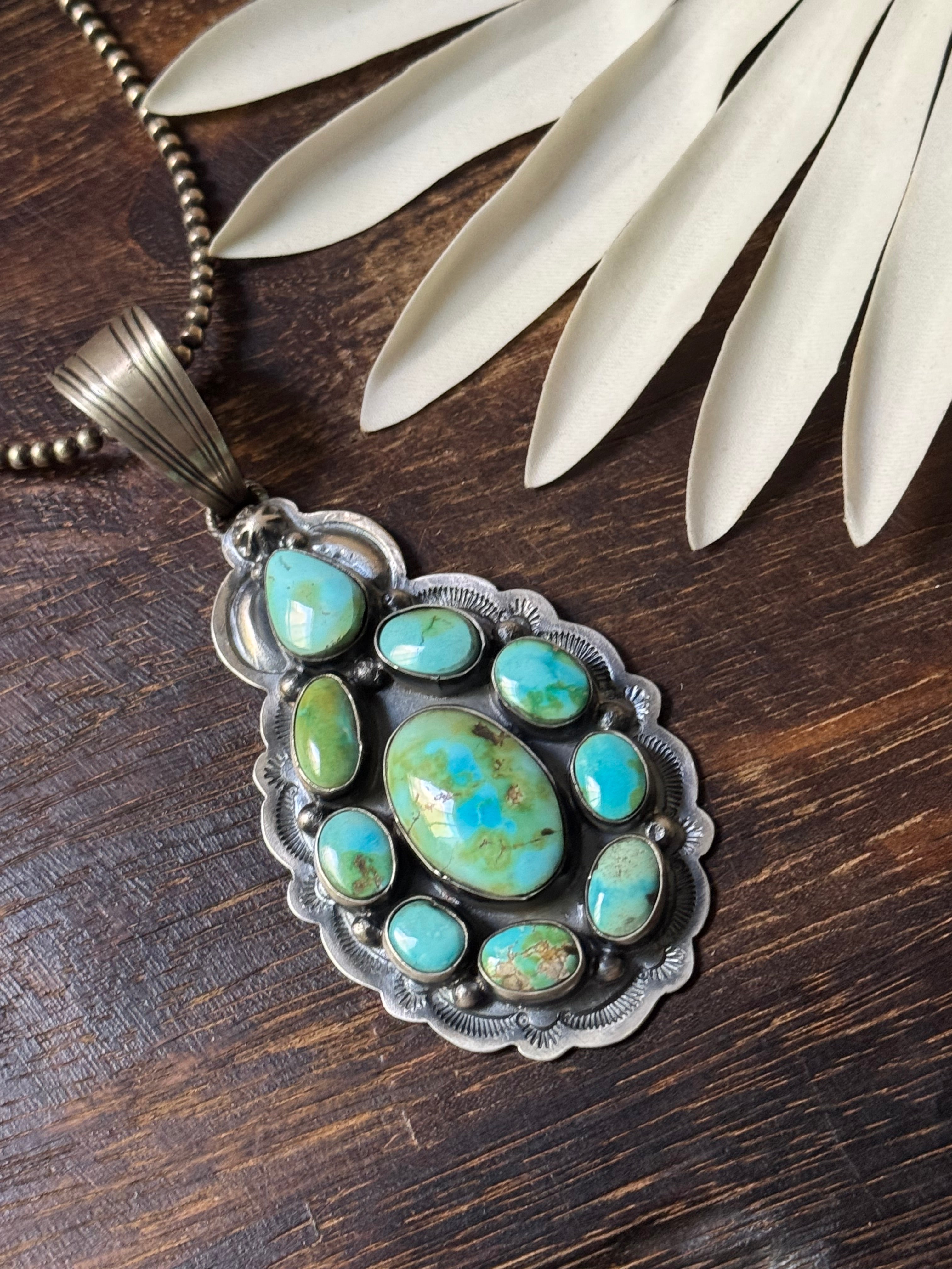 Tia Long Sonoran Mountain Turquoise & Sterling Silver Cluster Pendant