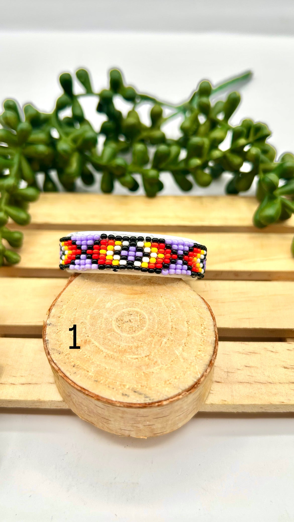 Navajo Made Beaded & Sterling Silver Baby Cuff Bracelet