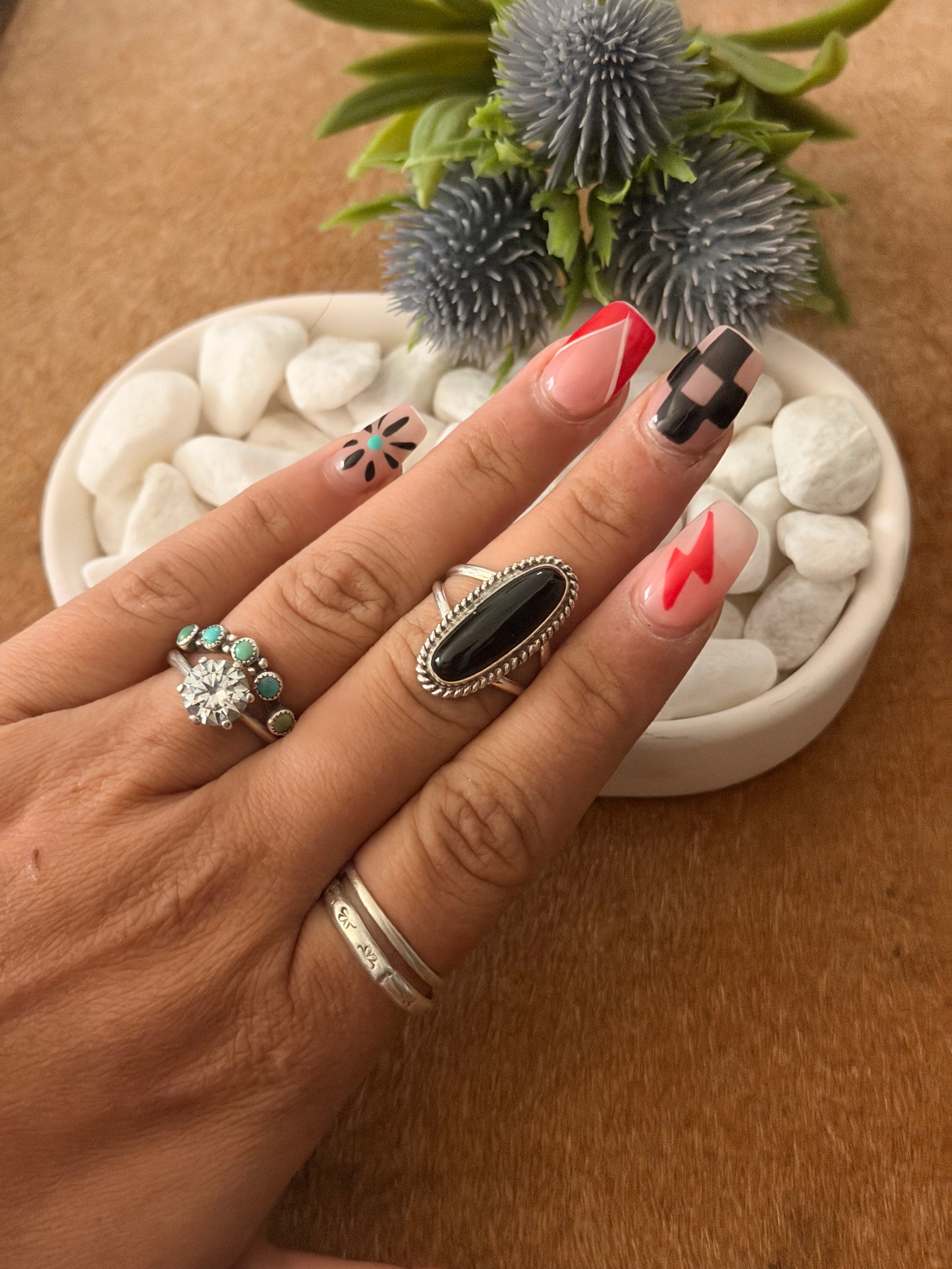 Navajo Made Onyx & Sterling Silver Ring