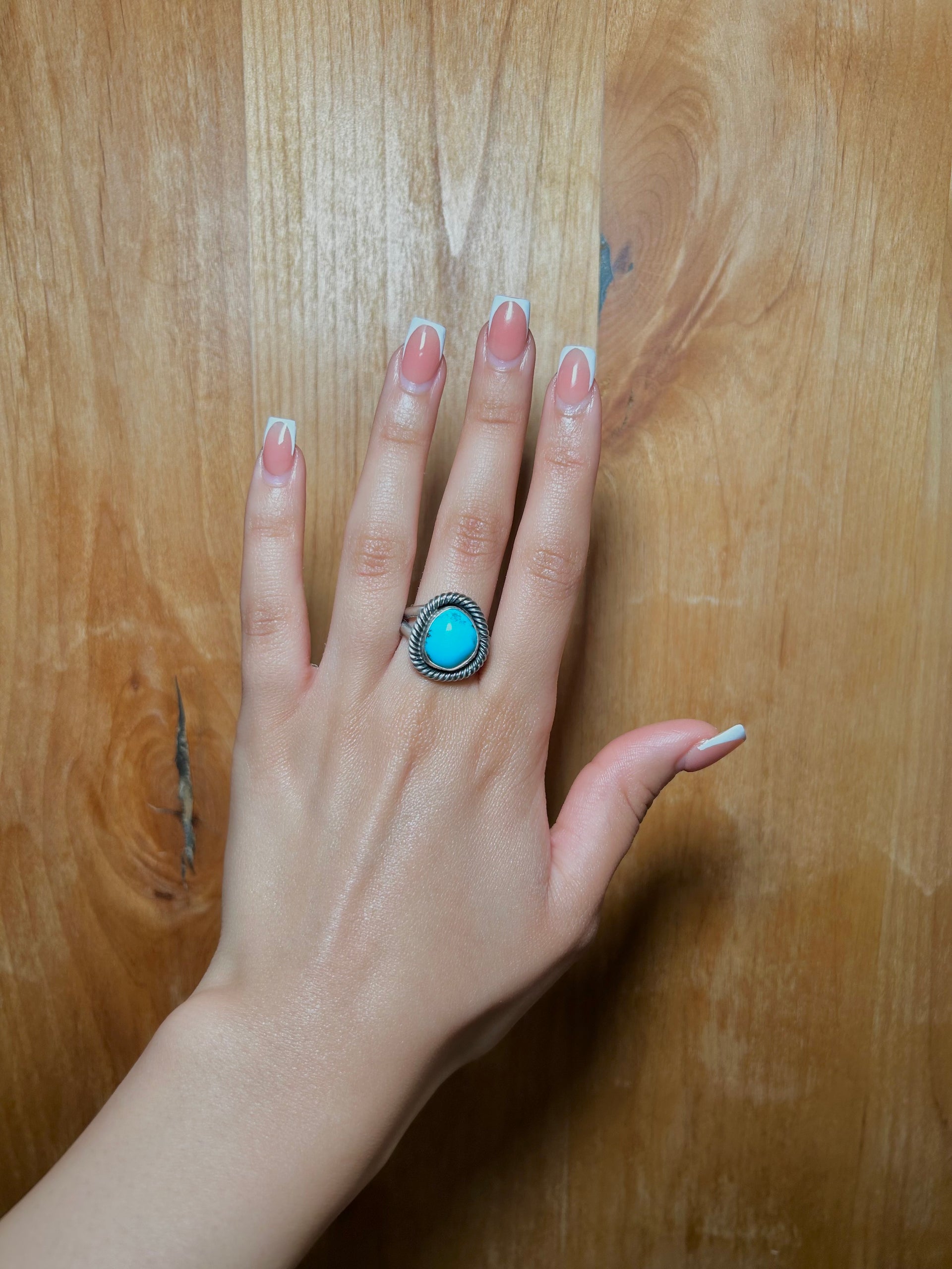 Danny Henio Kingman Turquoise & Sterling Silver Adjustable Ring