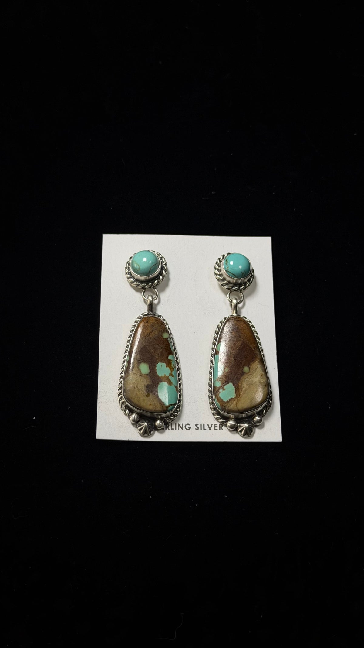 Chassity Belone Mine 8 Turquoise & Sterling Silver Post Dangle Earrings