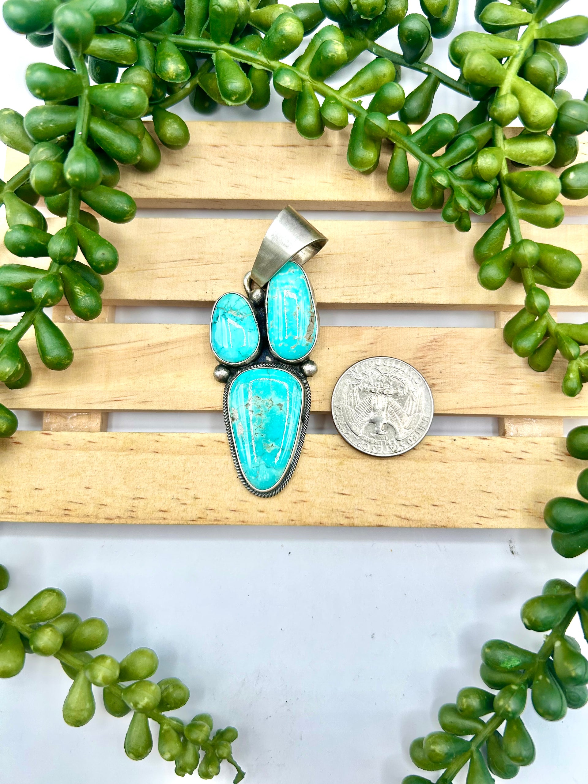 Navajo Made Royston Turquoise & Sterling Silver Pendant