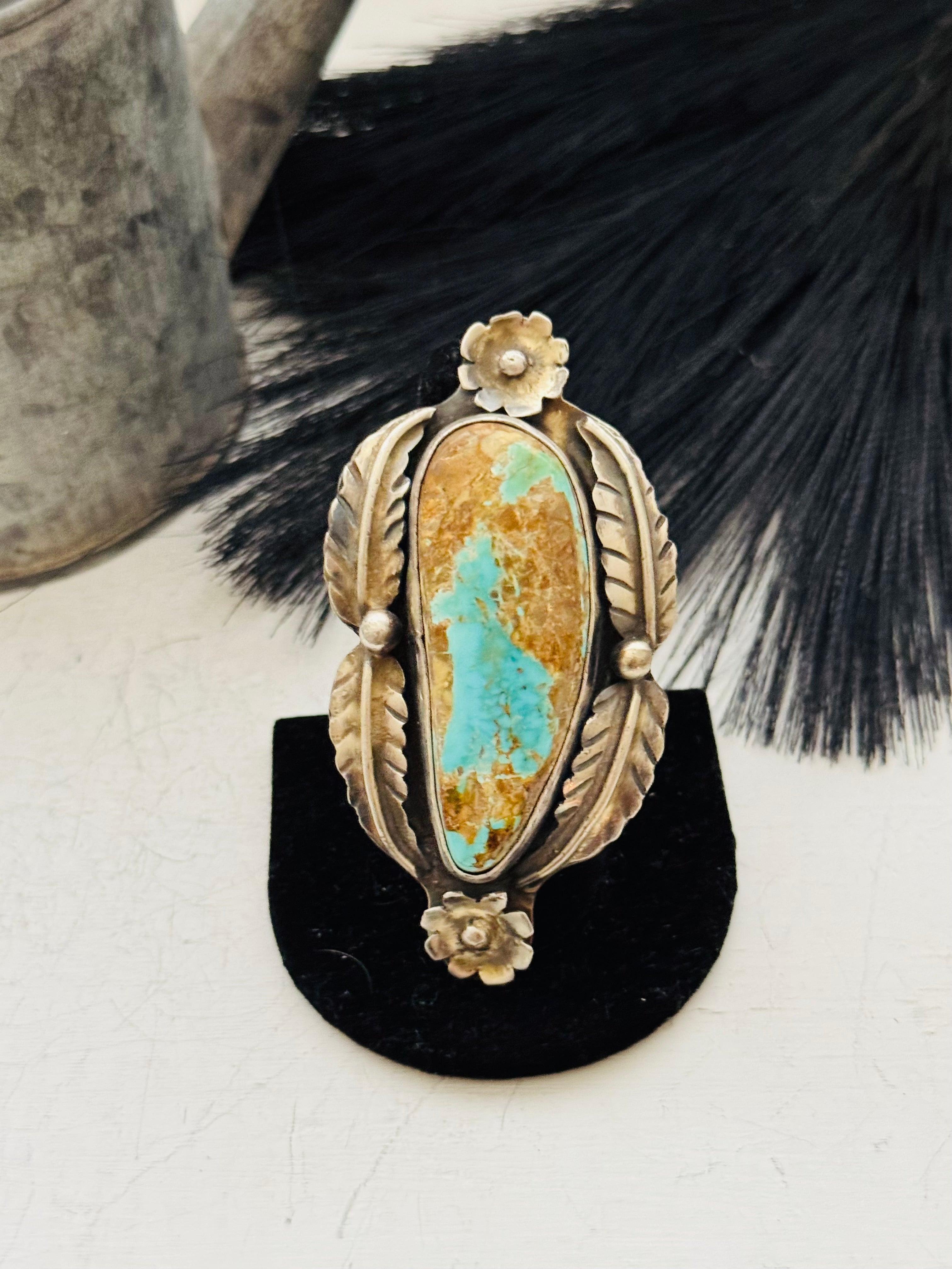 Navajo Made Royston Turquoise and Sterling Silver Ring Size 8.5