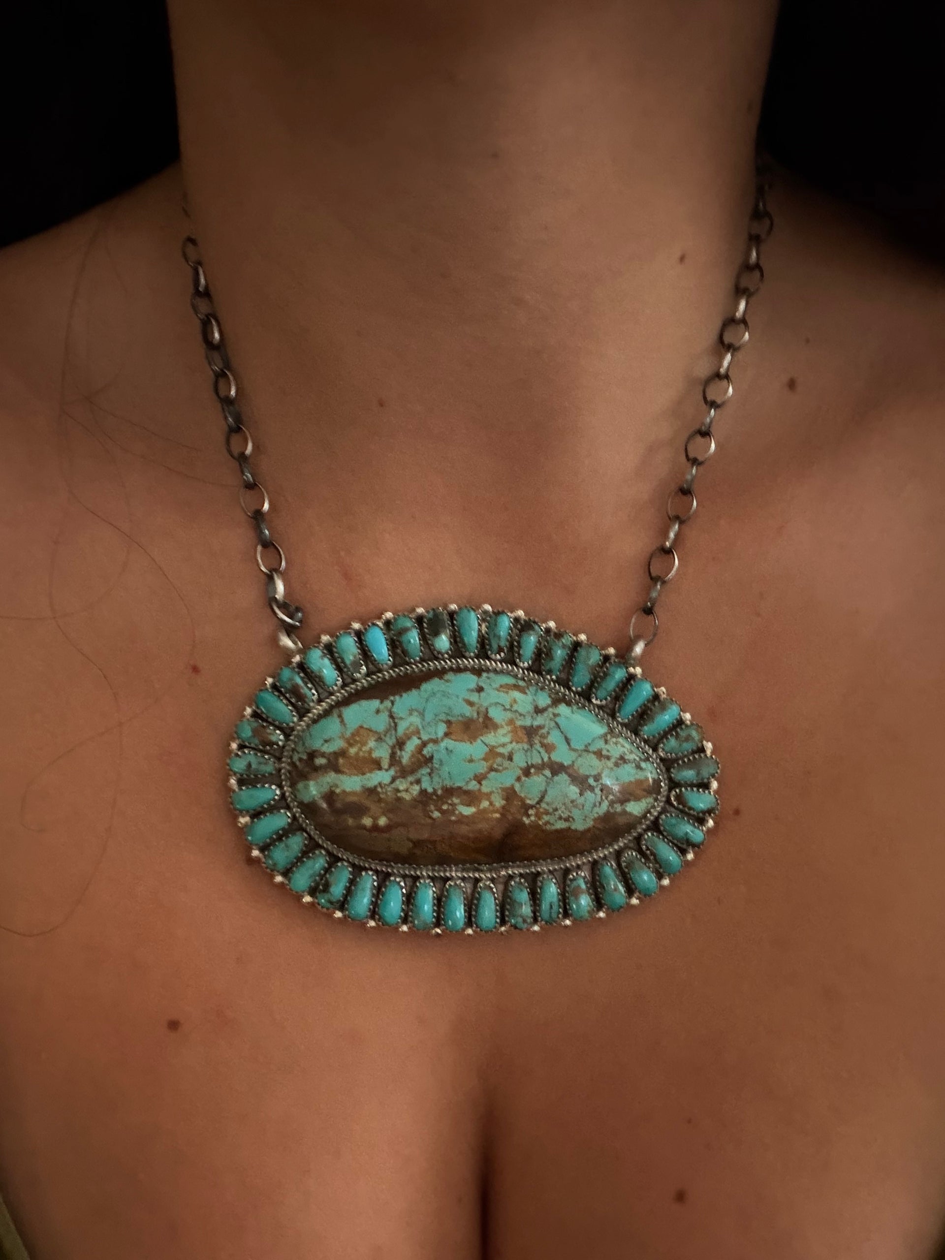 Juspert Wilson Mine 8 Turquoise & Sterling Silver Cluster Necklace
