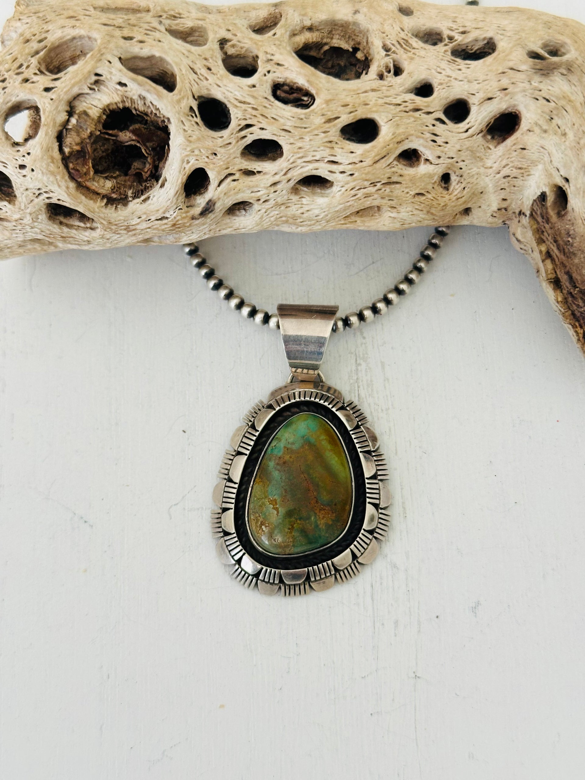 Navajo Handmade Royston Turquoise & Sterling Silver Pendant