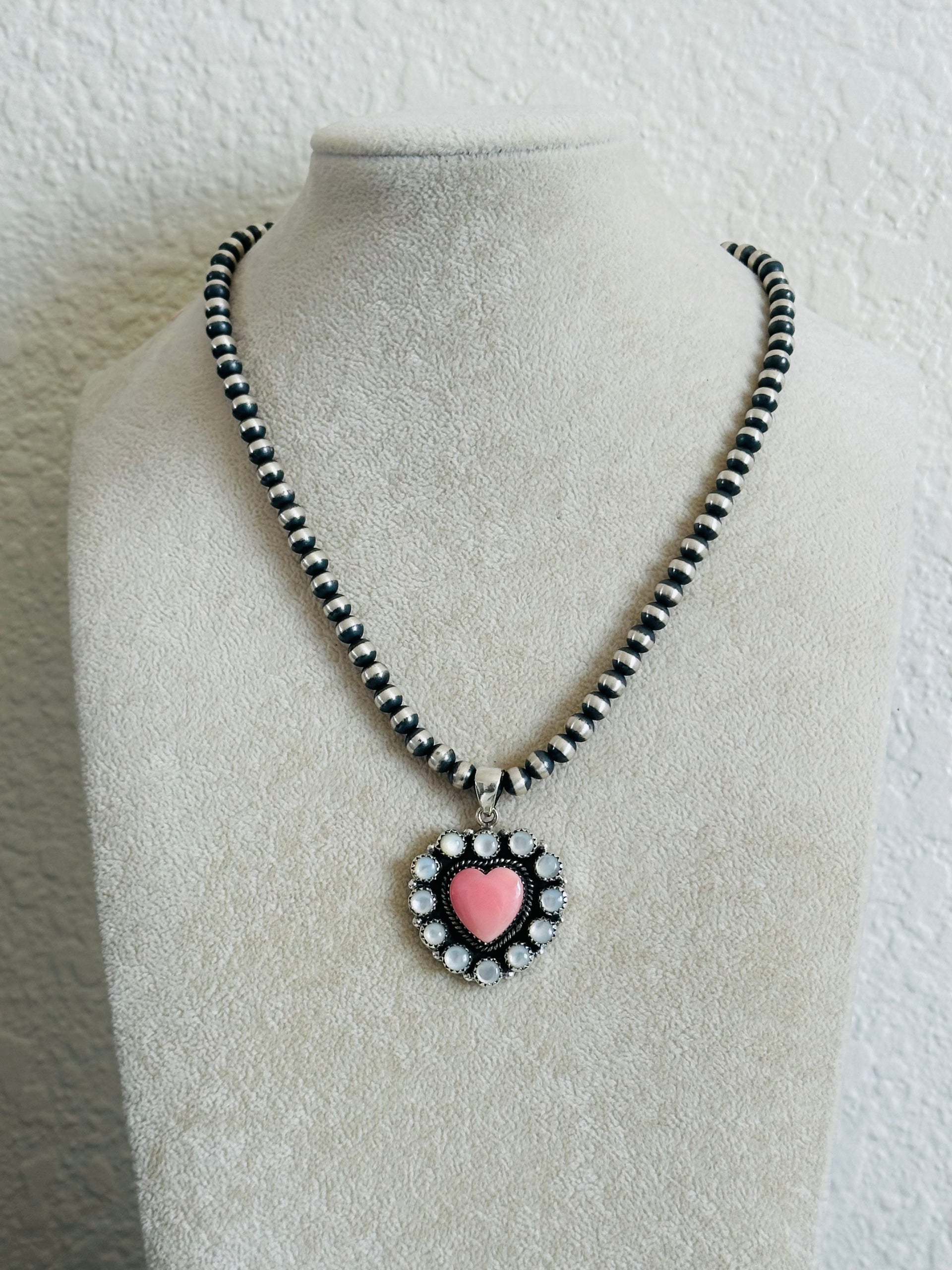 Southwest Handmade Multi Stone & Sterling Silver Cluster Heart Pendant