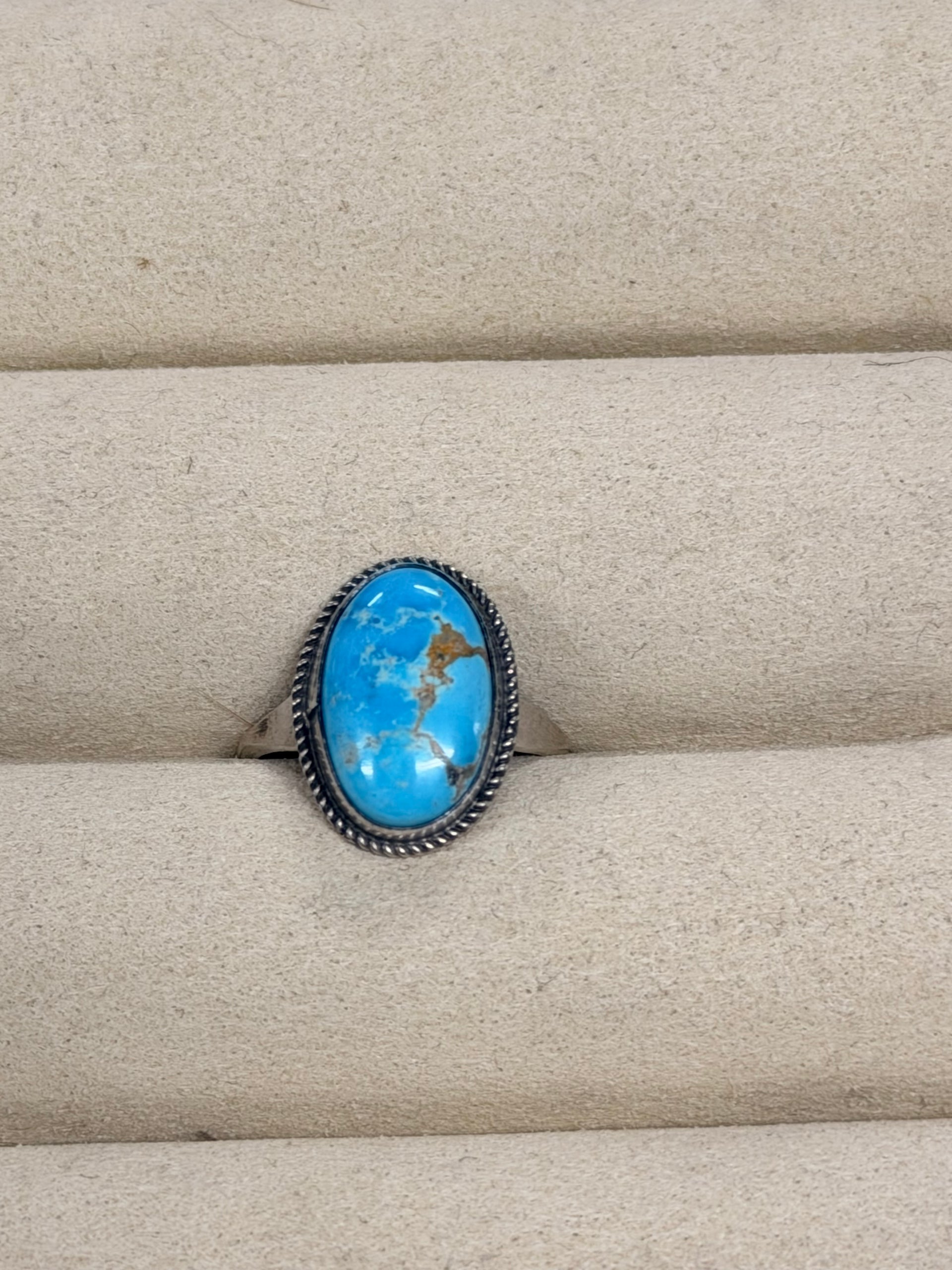 Navajo Made Blue Ridge Turquoise & Sterling Silver Ring