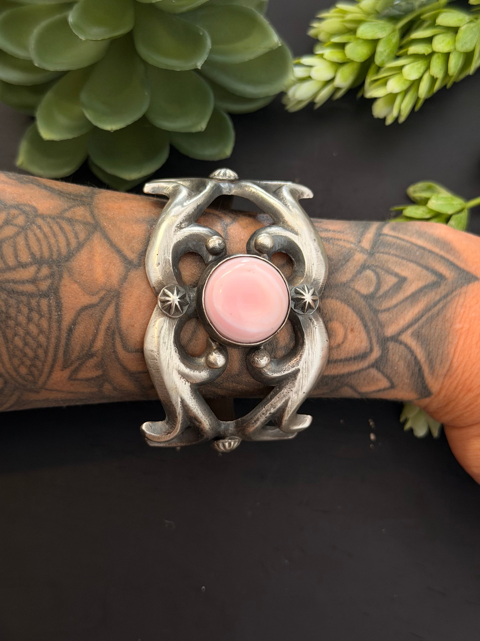 Chimney Butte Pink Conch Shell & Sterling Silver Cuff Bracelet