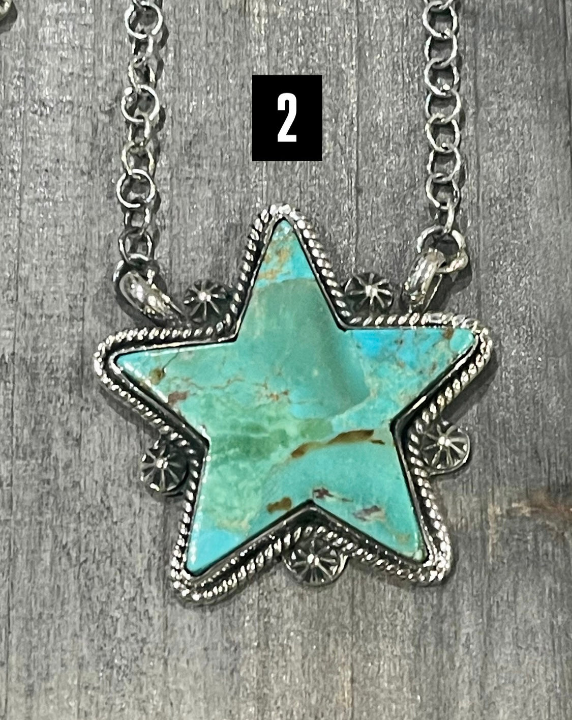 Southwest Handmade Kingman Turquoise & Sterling Silver Star Necklace