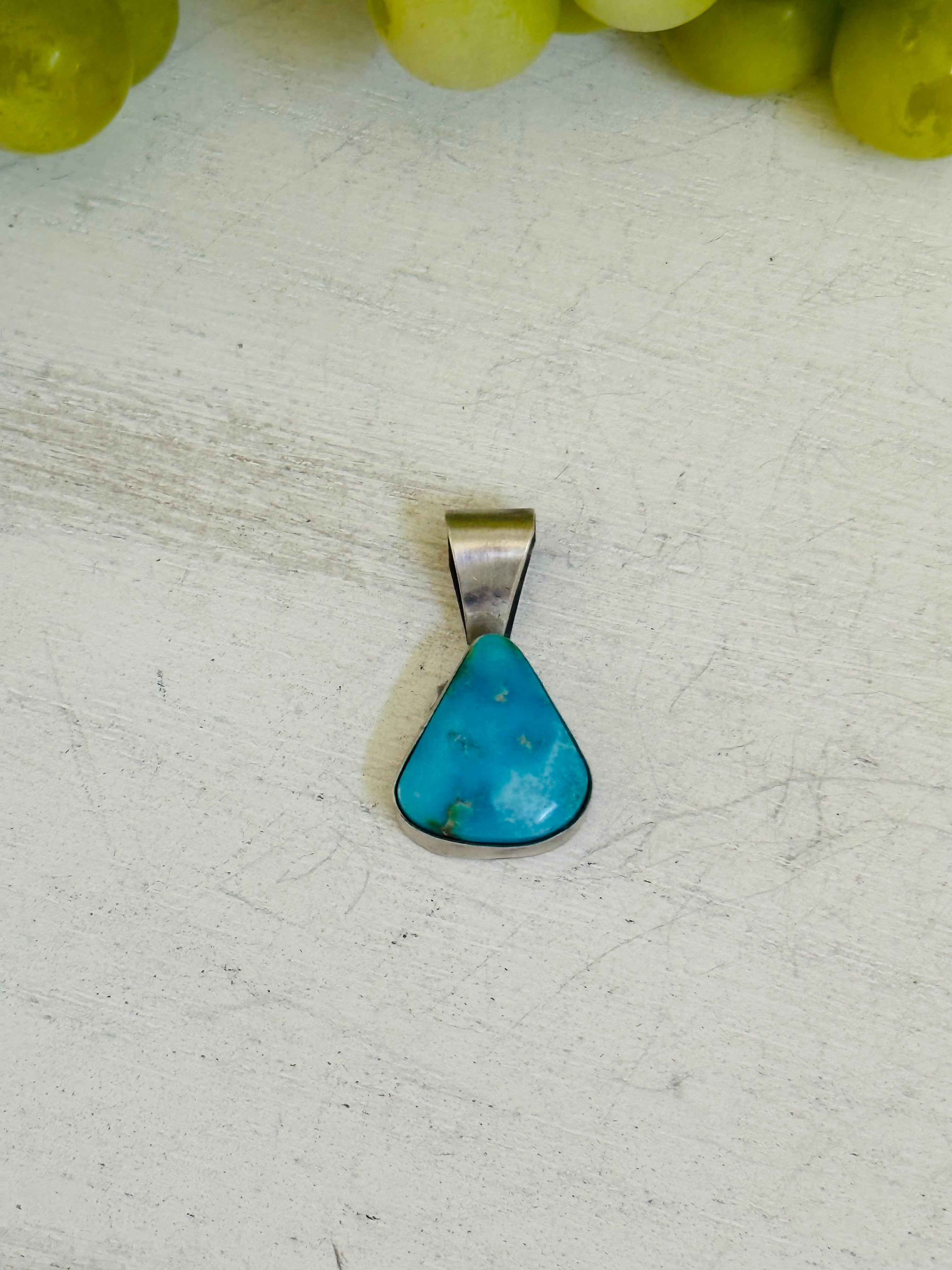 Navajo Made Sonoran Mountain Turquoise & Sterling Silver Pendant