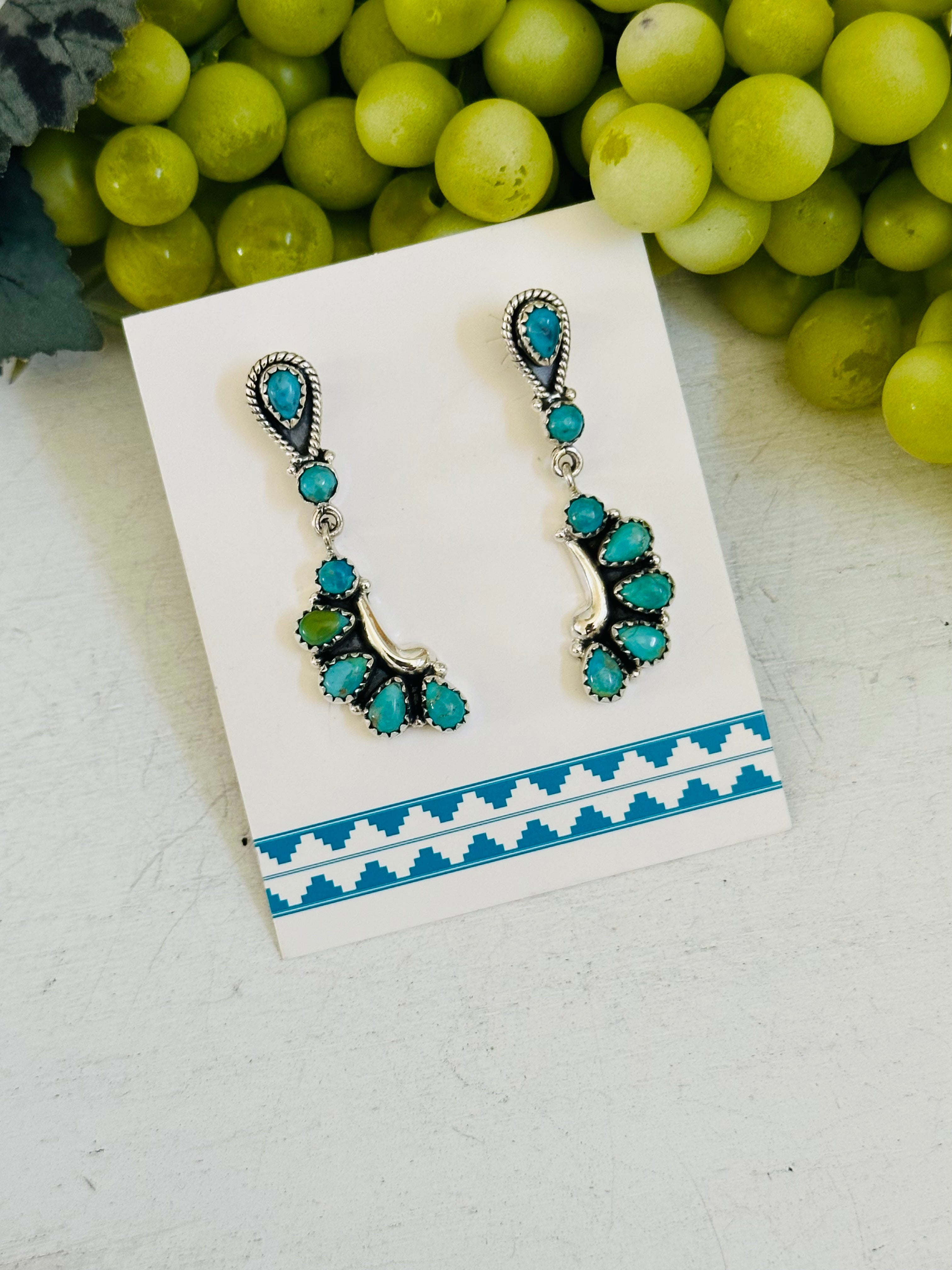 TTD “Brooks” Kingman Turquoise & Sterling Silver Dangle Earrings