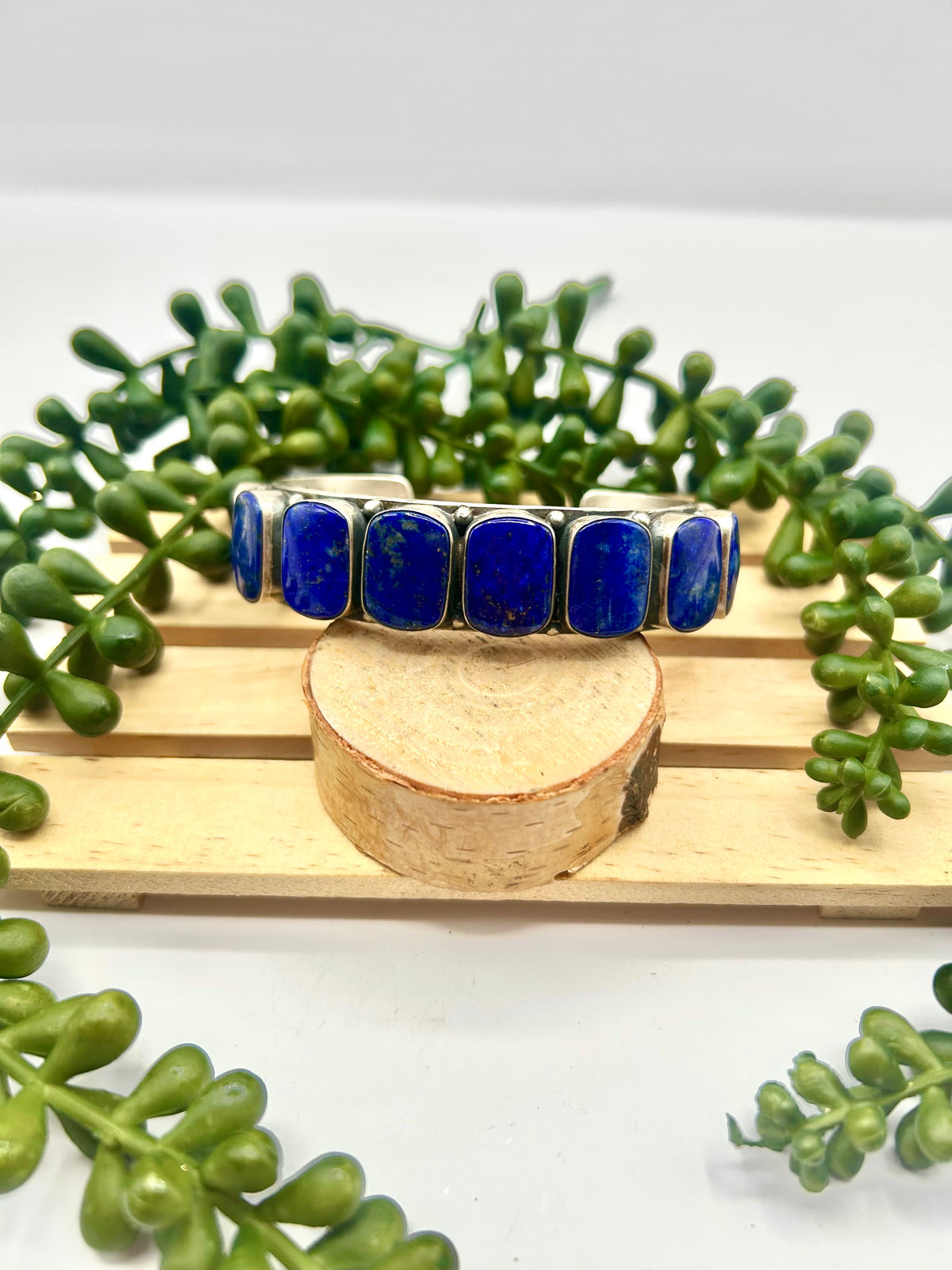 Navajo Made Lapis & Sterling Silver Cuff Bracelet
