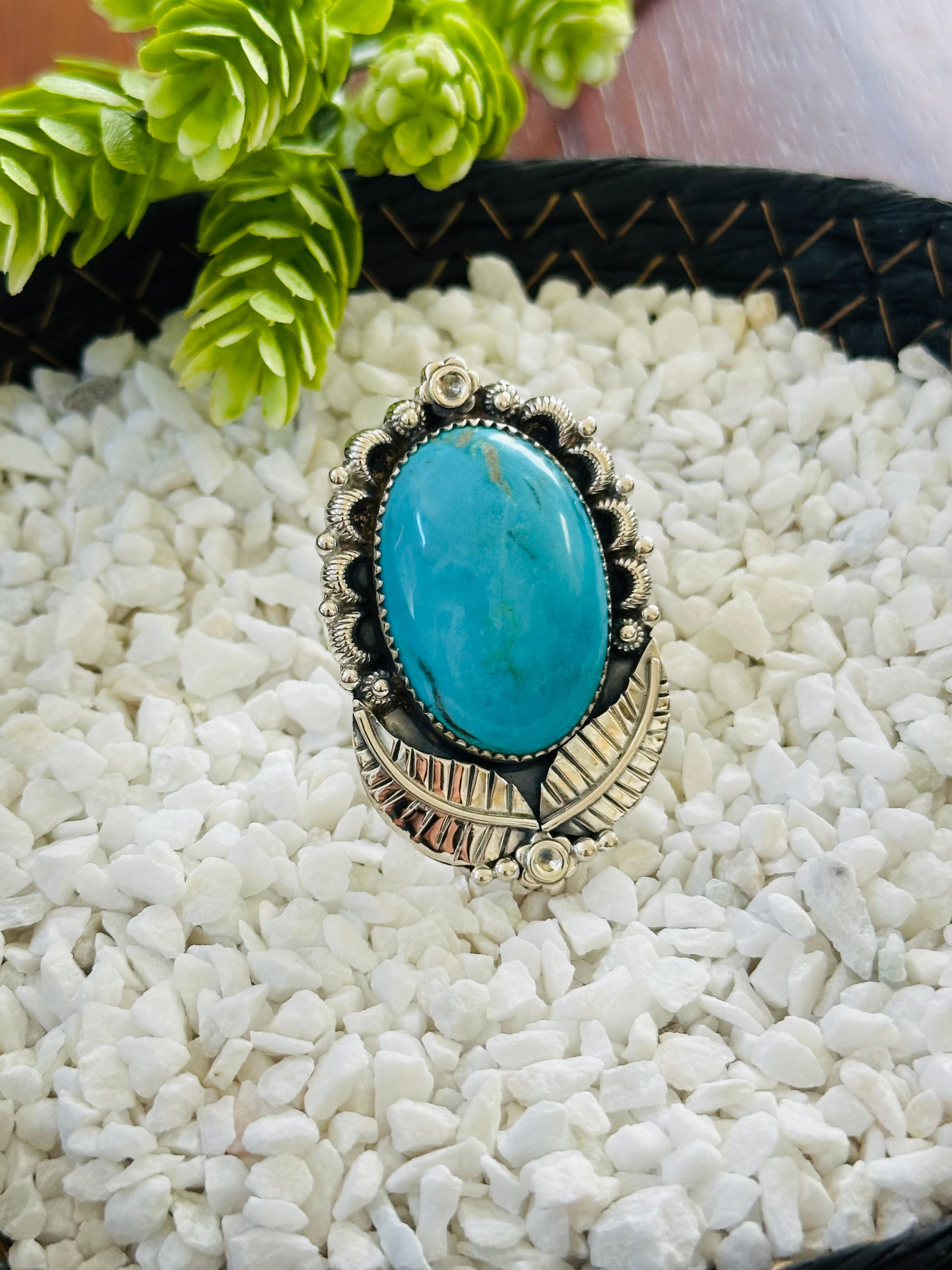 TTD “Retro” Kingman Turquoise & Sterling Silver Adjustable Ring